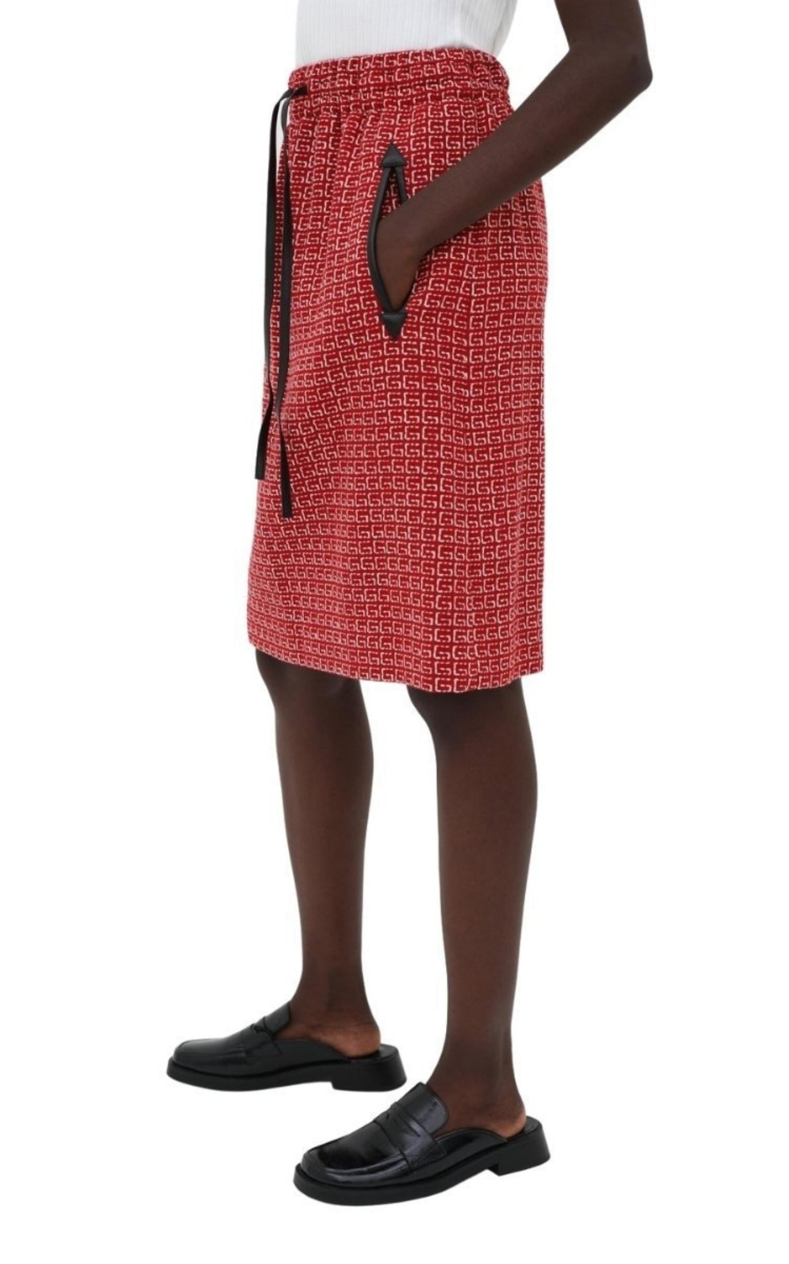 スカート Red Jacquard GG Drawstring Skirt GUCCI Red Jacquard GG Drawstring Skirt | runwaycatalog