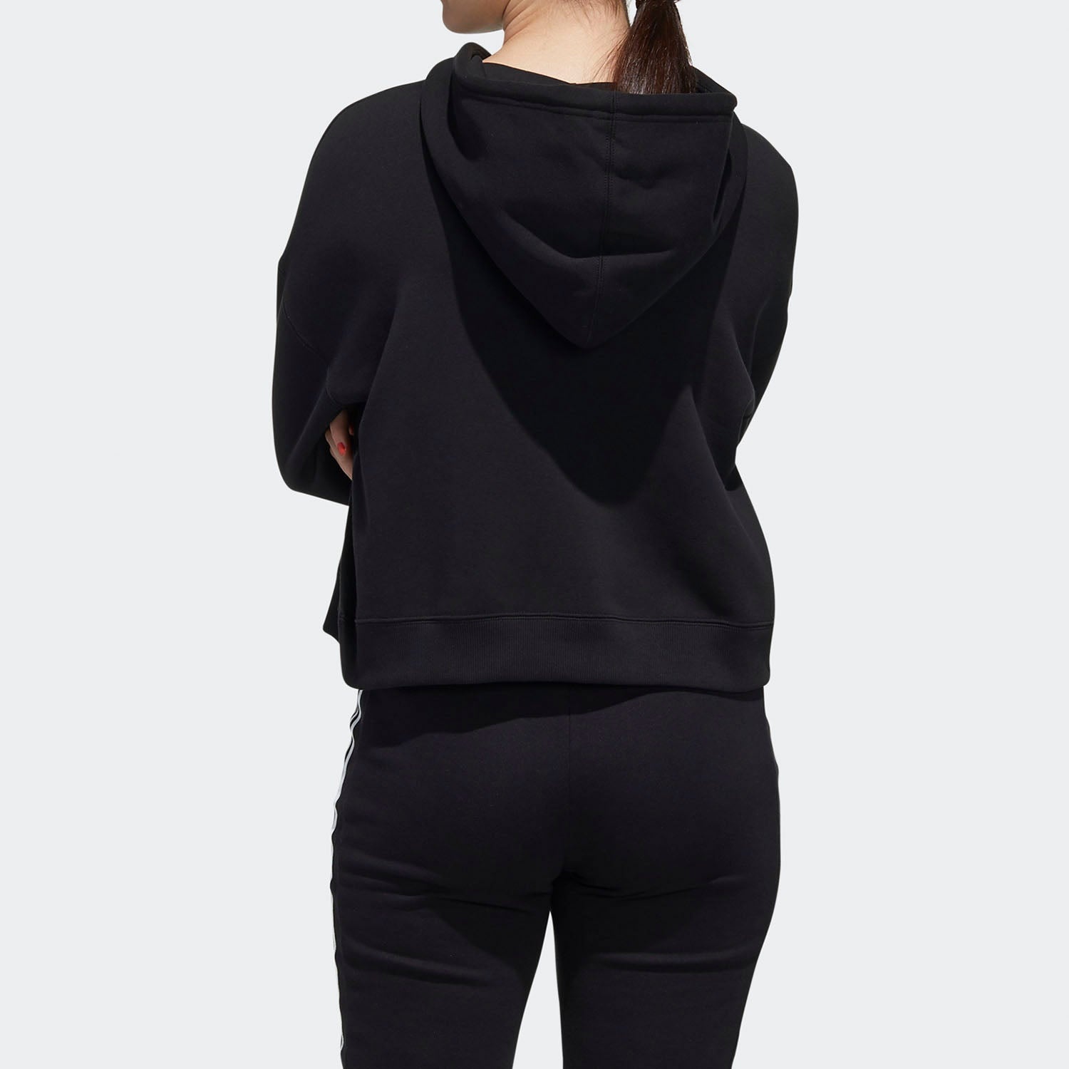 (WMNS) adidas neo C+ Fleece Hdy Sports Pullover Black FP7422 - 4