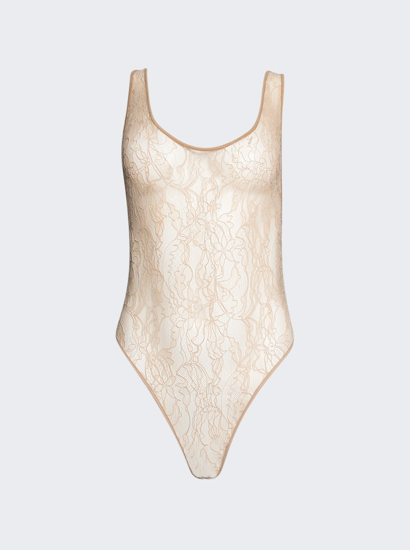 Lace Tank Bodysuit Khaki 1