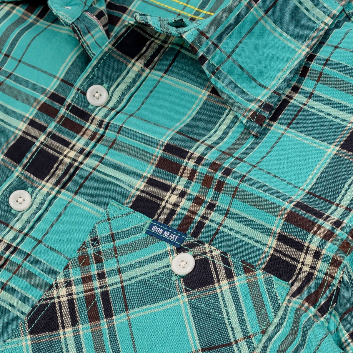 IHSH-356-GRN 5oz Selvedge Madras Check Work Shirt - Green - 9