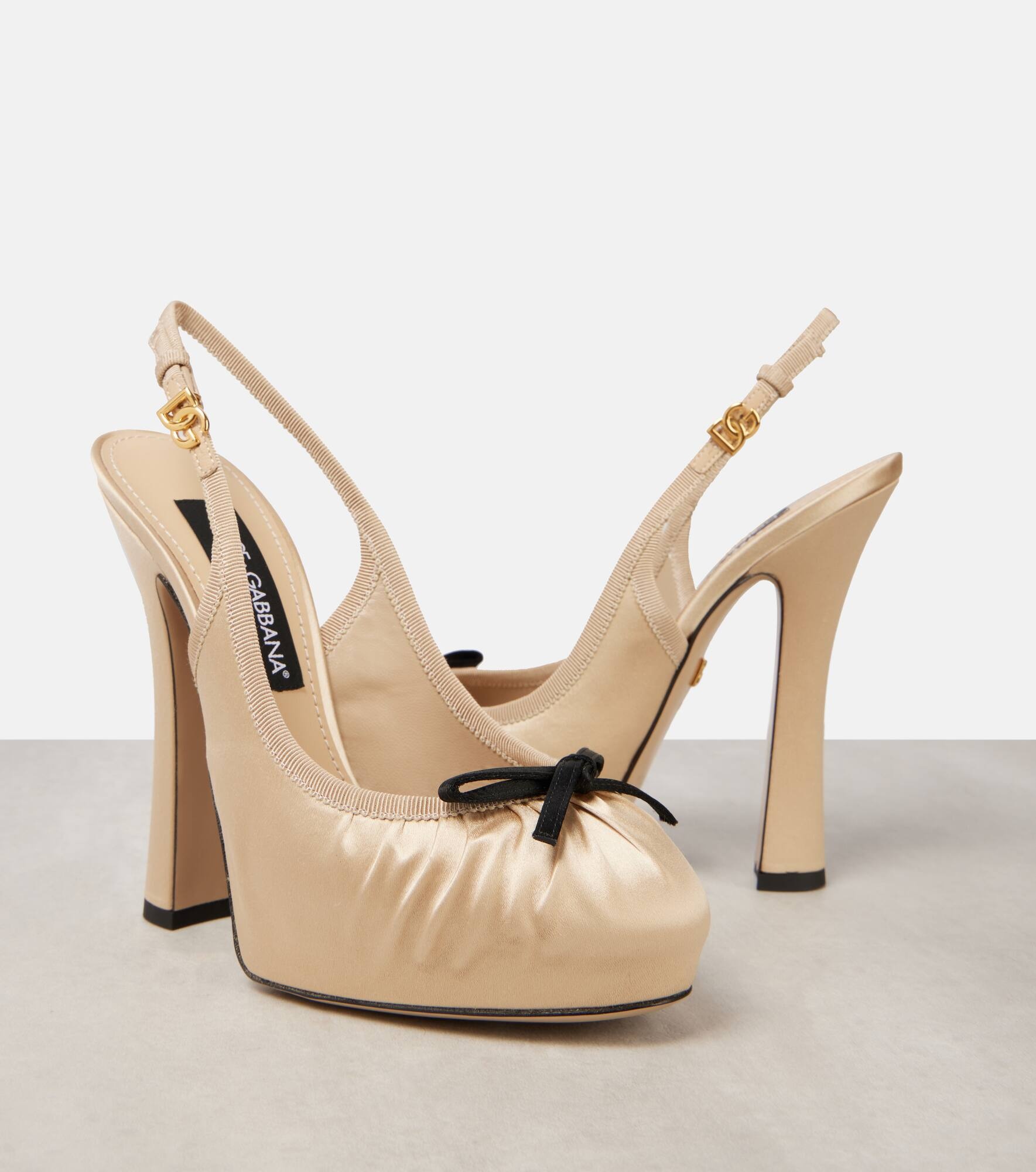 Vally satin platform slingback pumps - 5