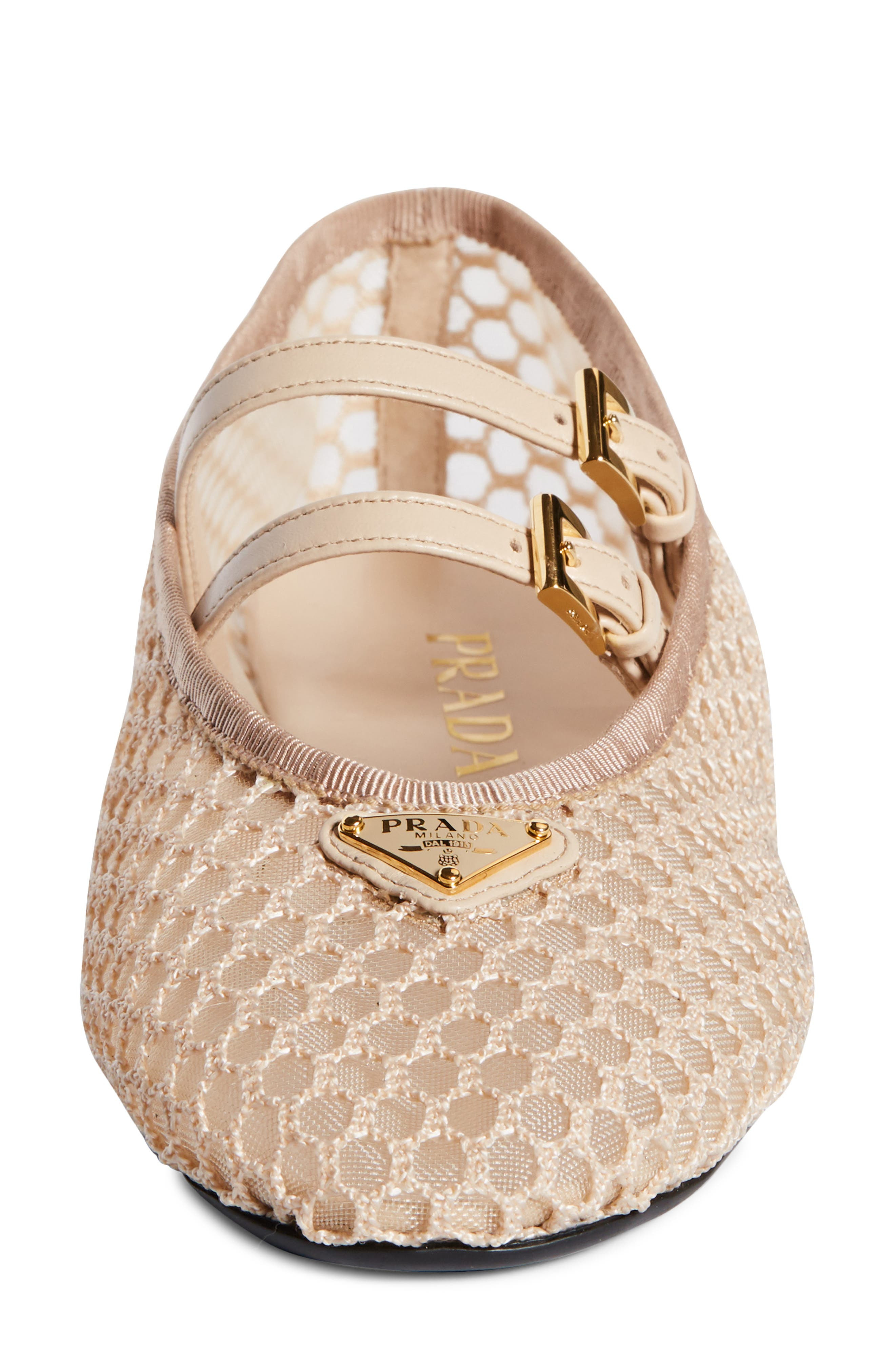 Prada Ballerine Mesh Mary Jane Flat in Travertino at Nordstrom - 4