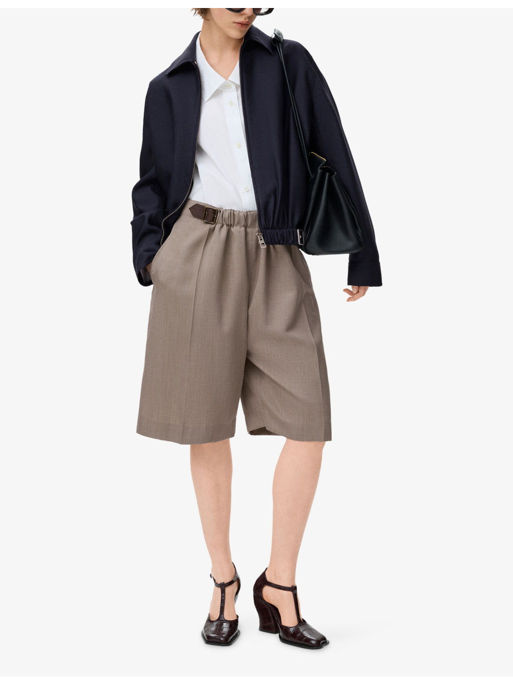 Belted Drape Wool-Silk Blend Jacket - 2