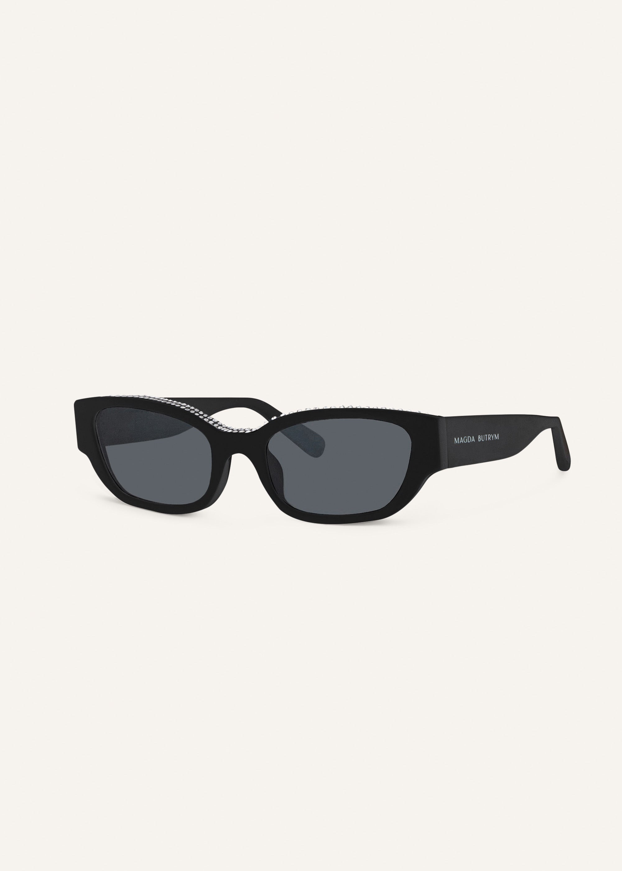 'I need a holiday' sunglasses in black crystals - 2