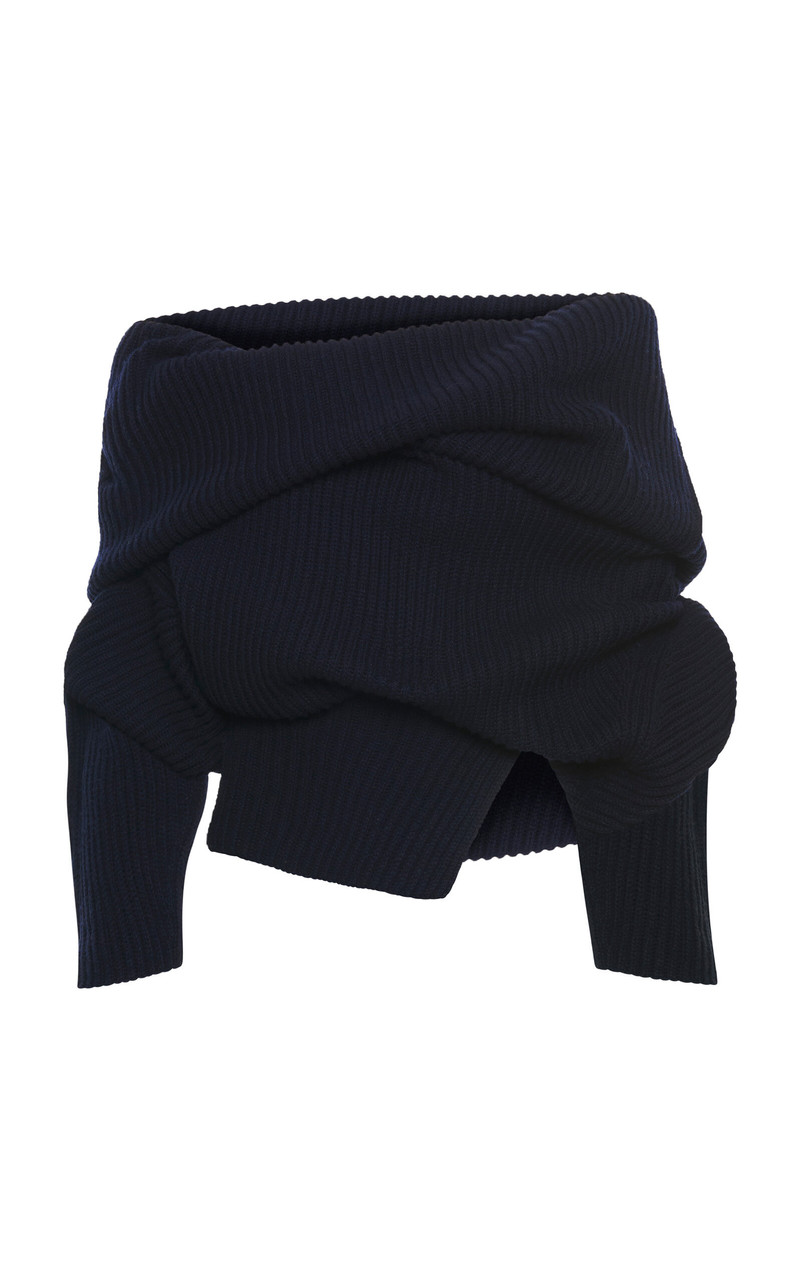 Off-The-Shoulder Knit Sweater navy 1