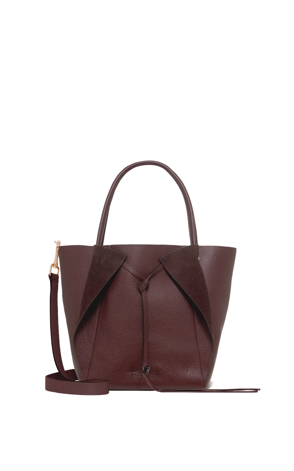 Small Marija Tote Bag in Bordeaux Textured Leather - 1
