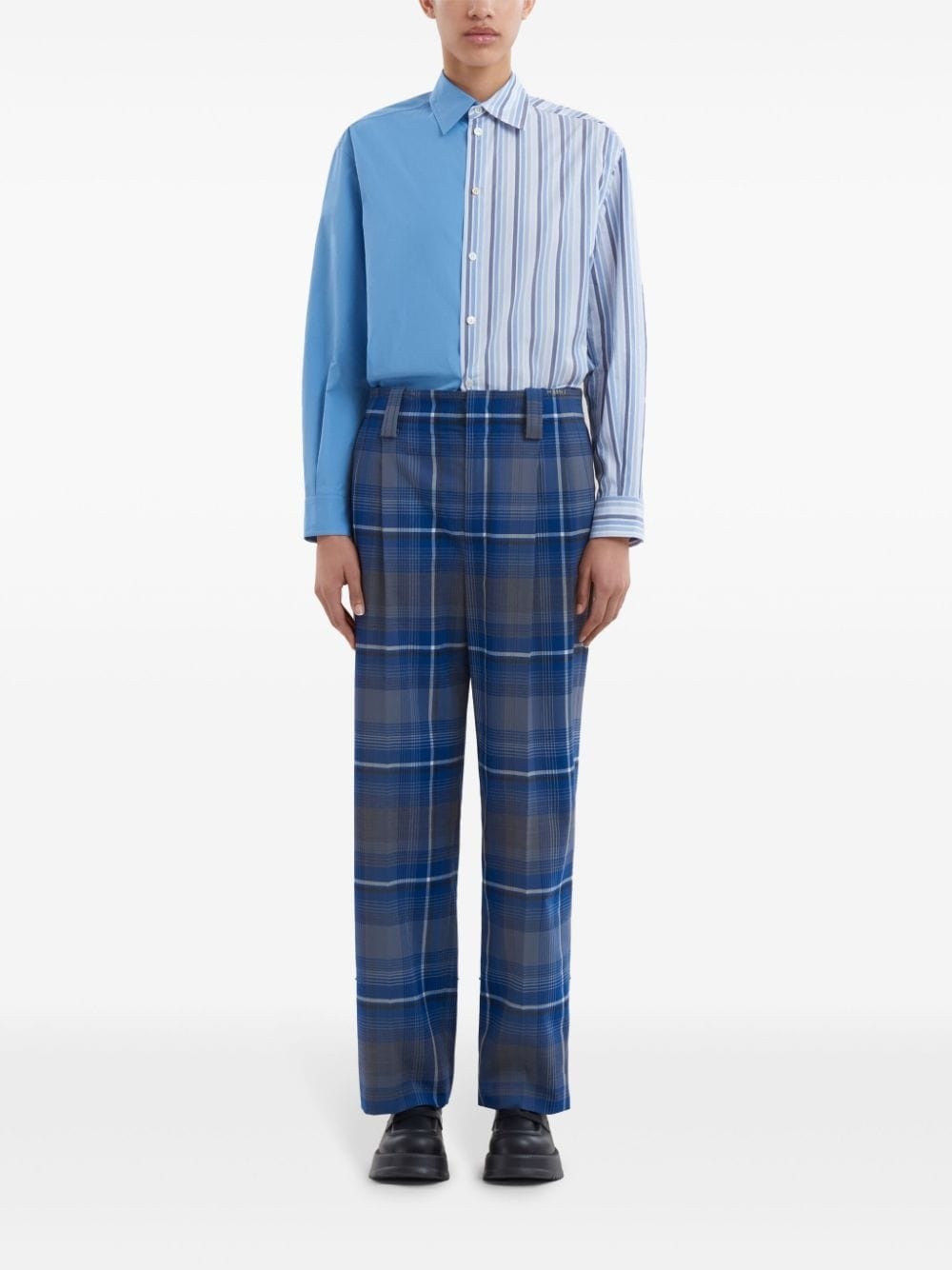check-print tailored trousers - 3
