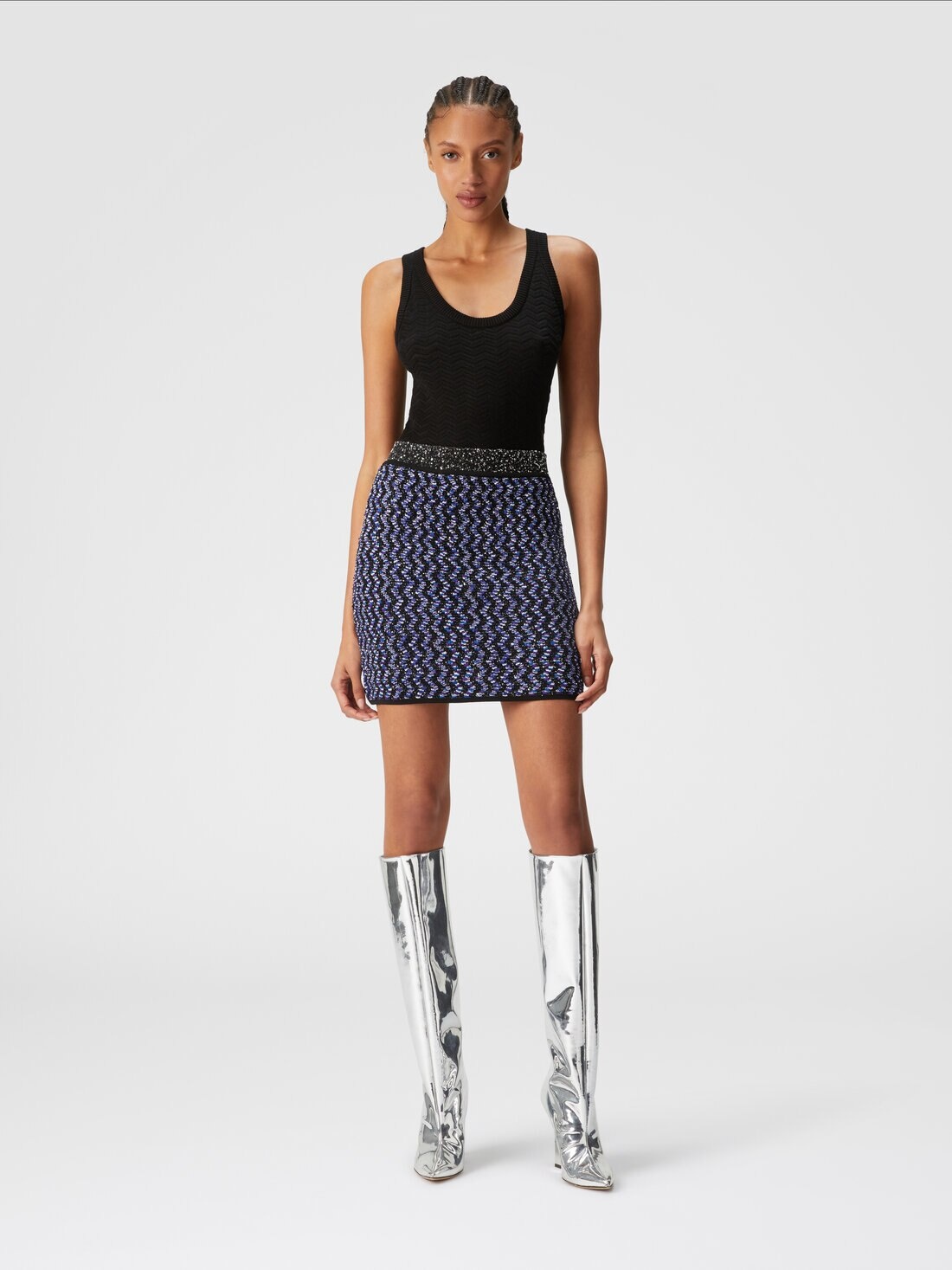 Miniskirt with lamé embossed zigzag - 2