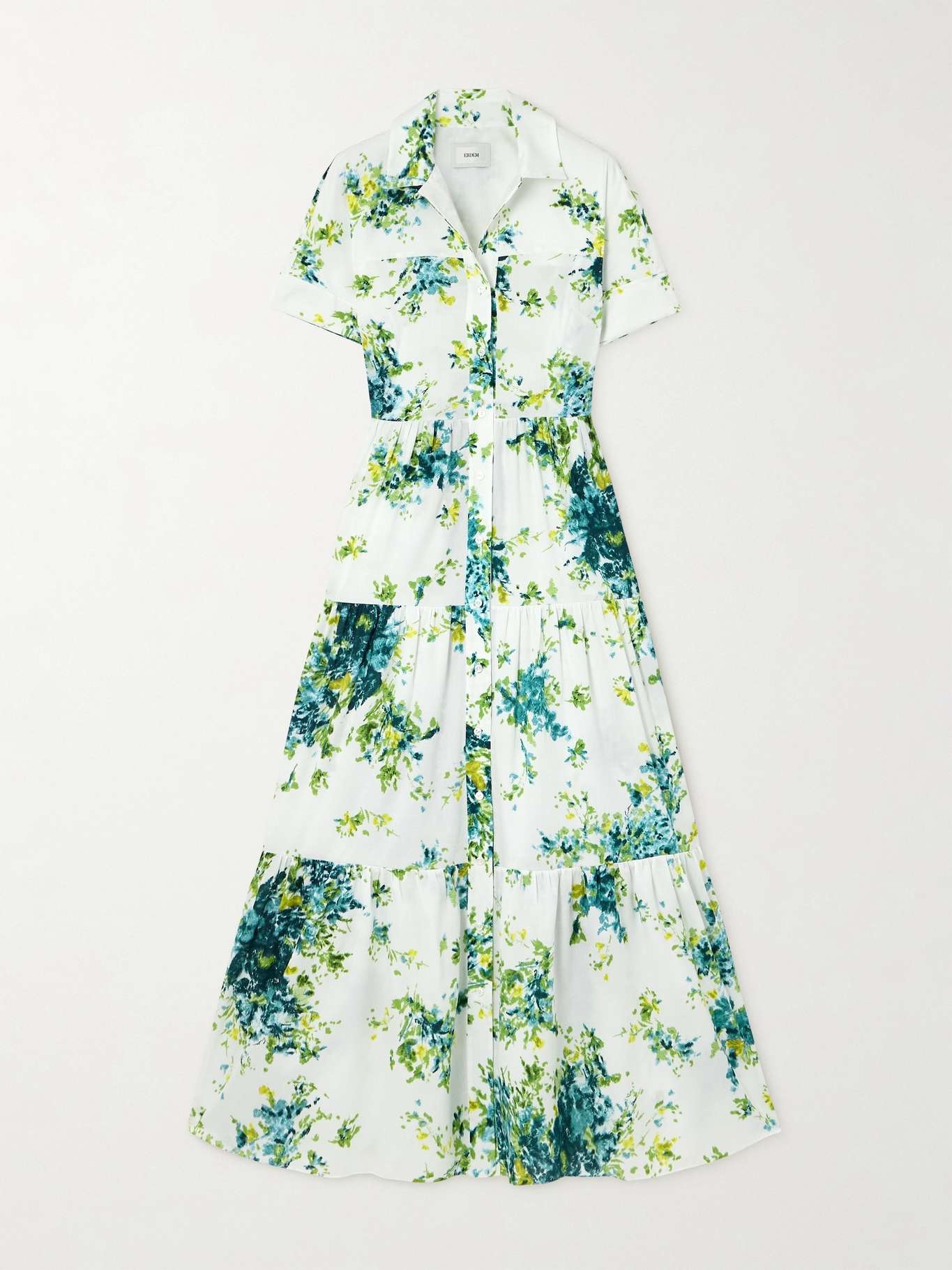 Tiered floral-print cotton-poplin maxi dress - 1