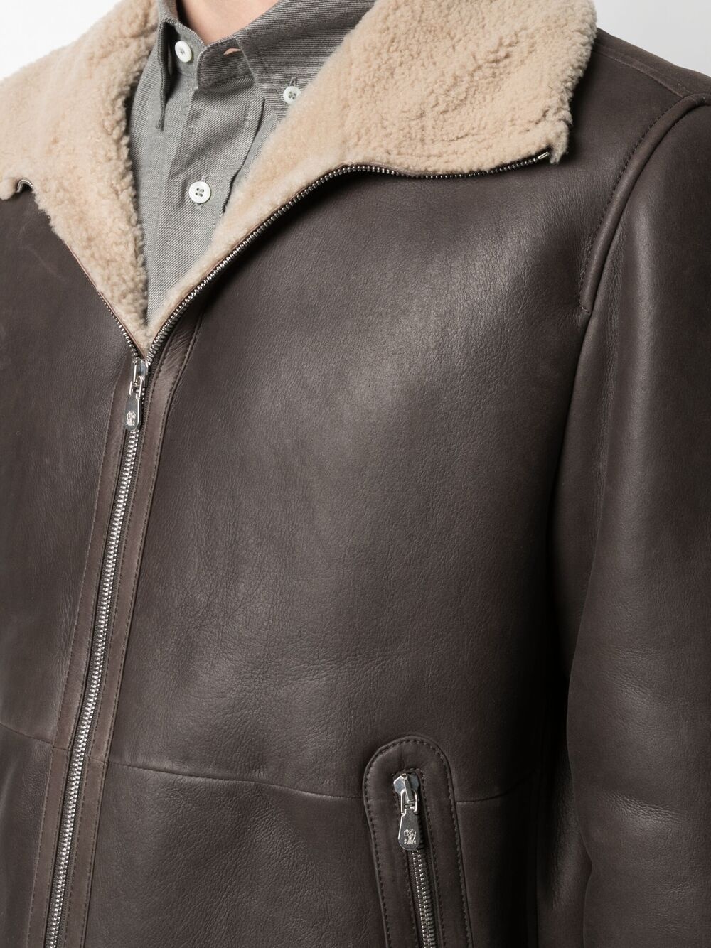 aviator leather jacket - 5