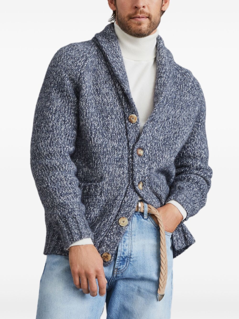 mÃ©lange-effect button-up cardigan - 3