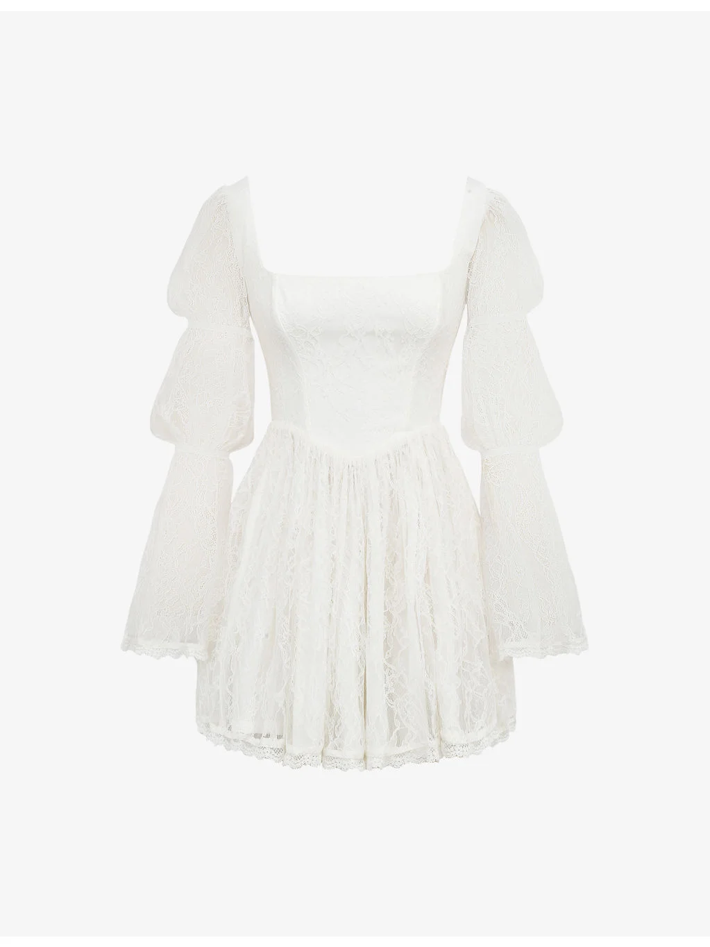 Sancia Puff-Sleeve Lace Mini Dress - 1