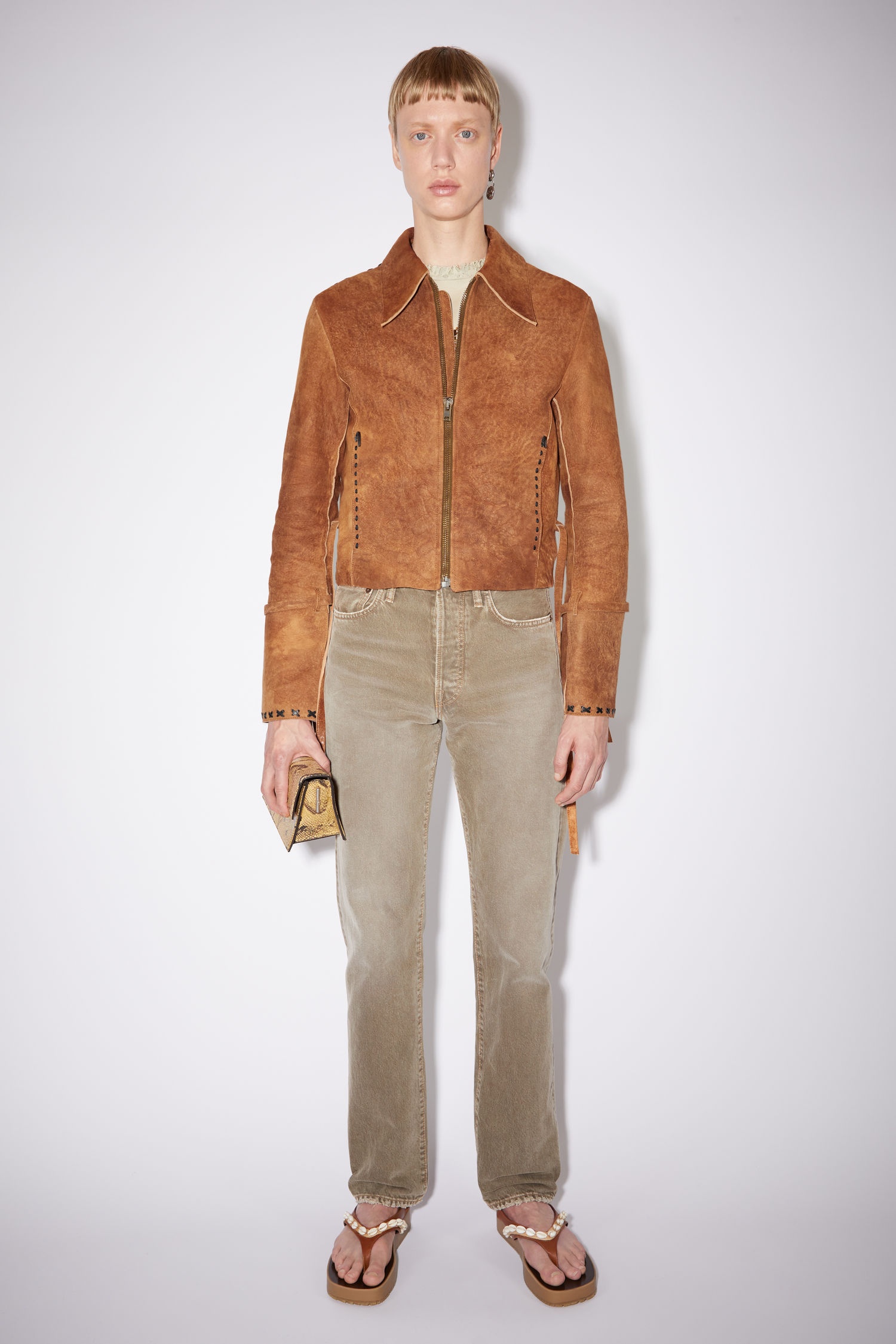 Suede leather jacket - Light beige/brown - 2