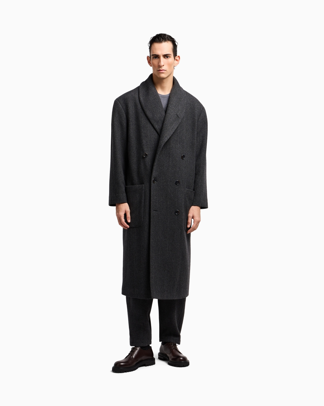COAT IN CHEVRON CASHMERE CLOTH - 4