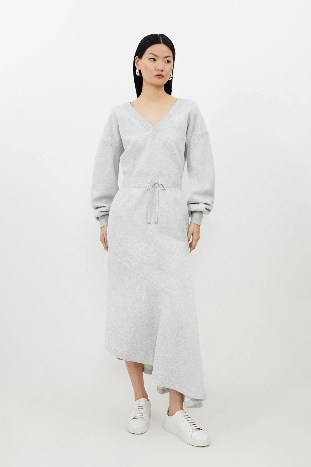 Fleece Cotton Jersey Waterfall Hem Maxi Skirt - 1