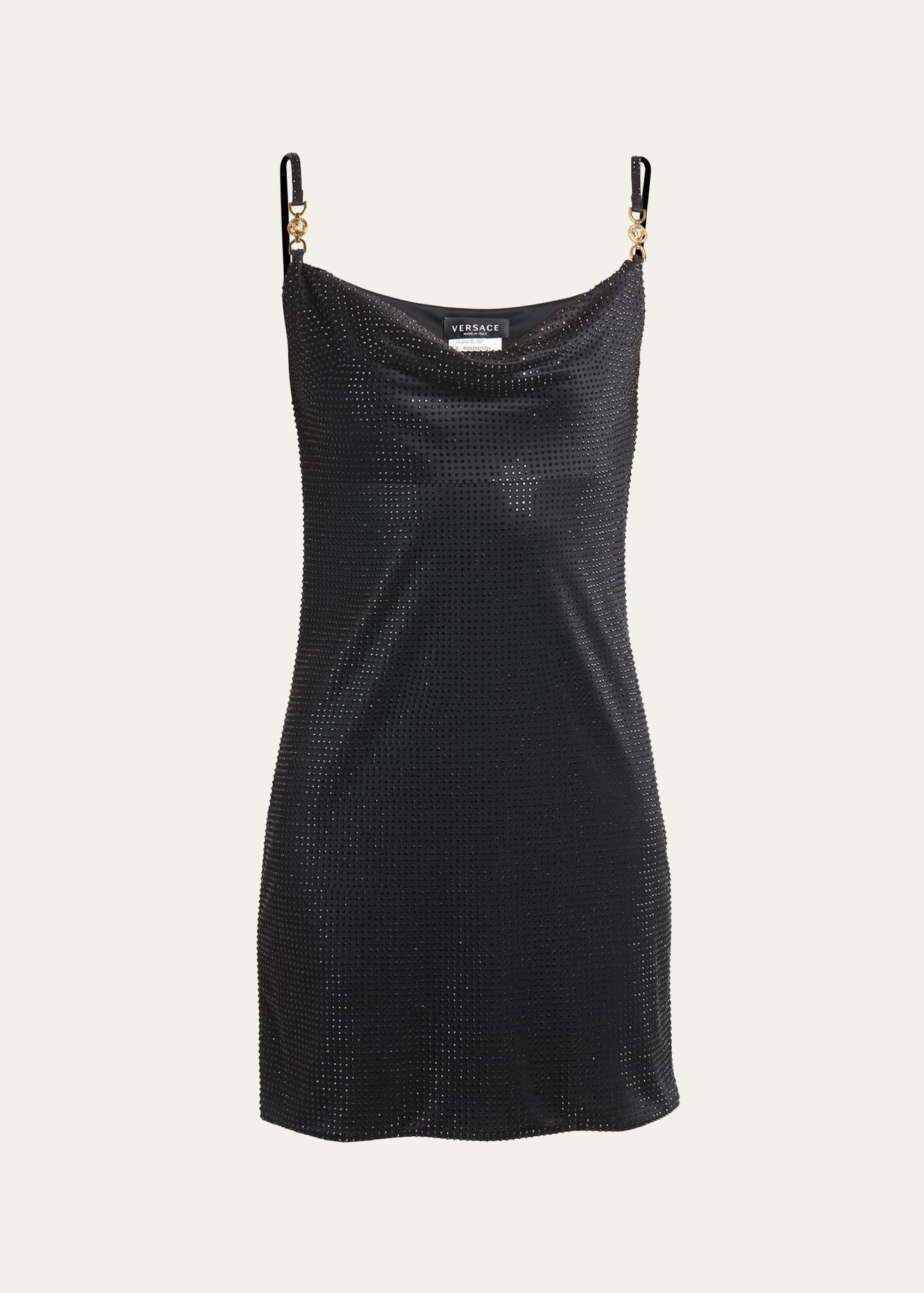Cowl-Neck Strass Embellished Jersey Mini Slip Dress - 5