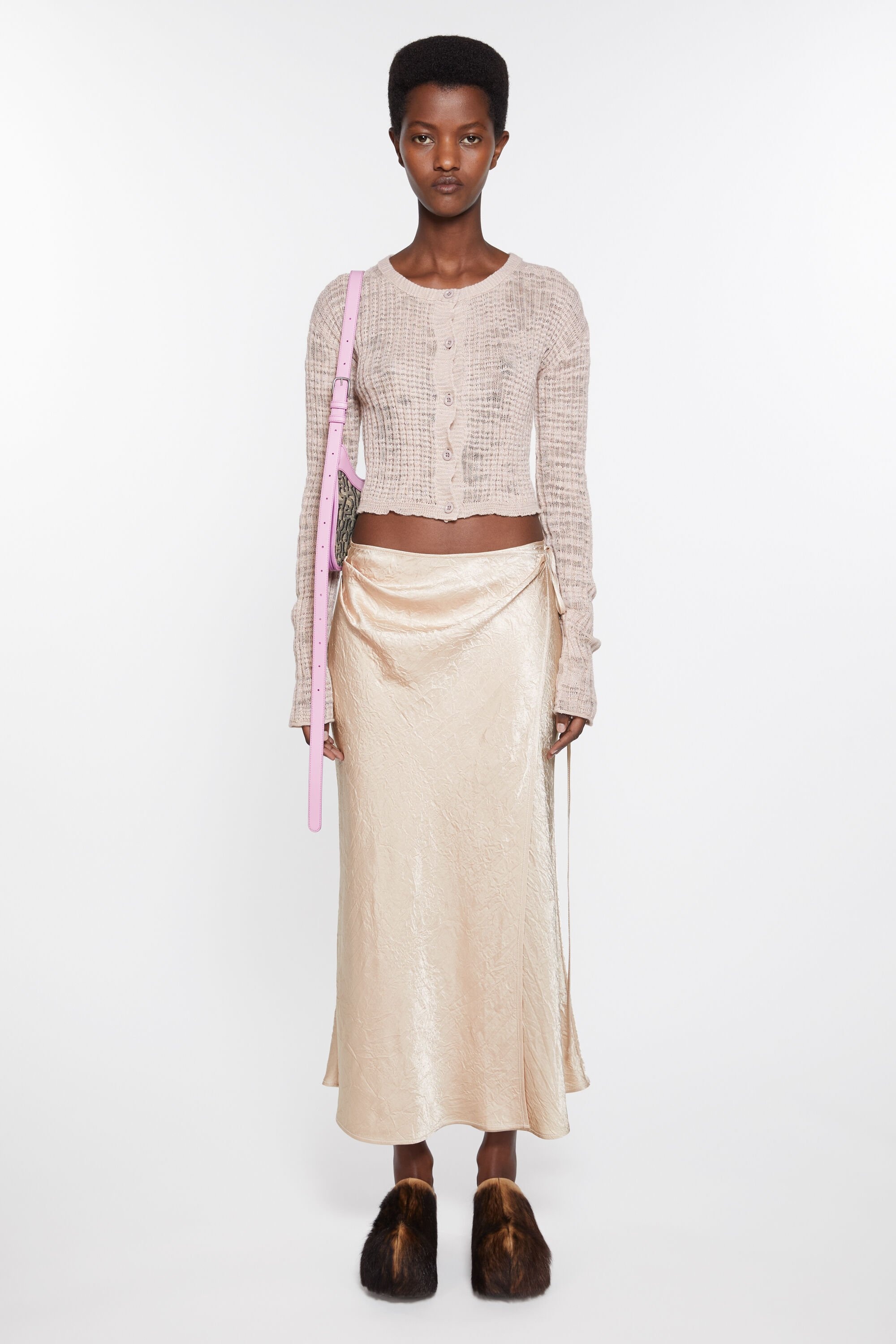 Satin wrap skirt - Shell beige - 2