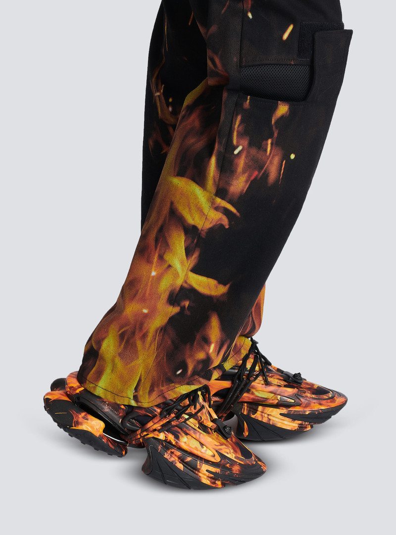 Balmain Unicorn trainers in Fire print neoprene and leather outlook