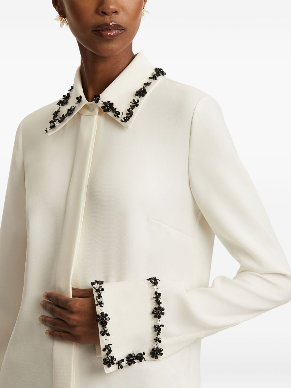 floret-embroidered collar shirt - 5