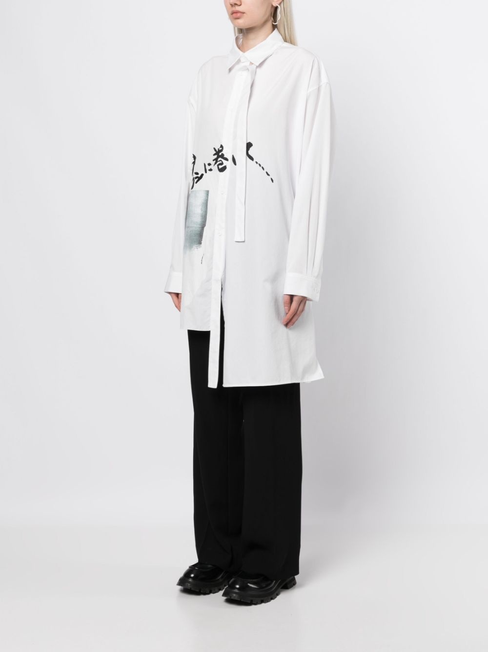 long-line graphic-print shirt - 3