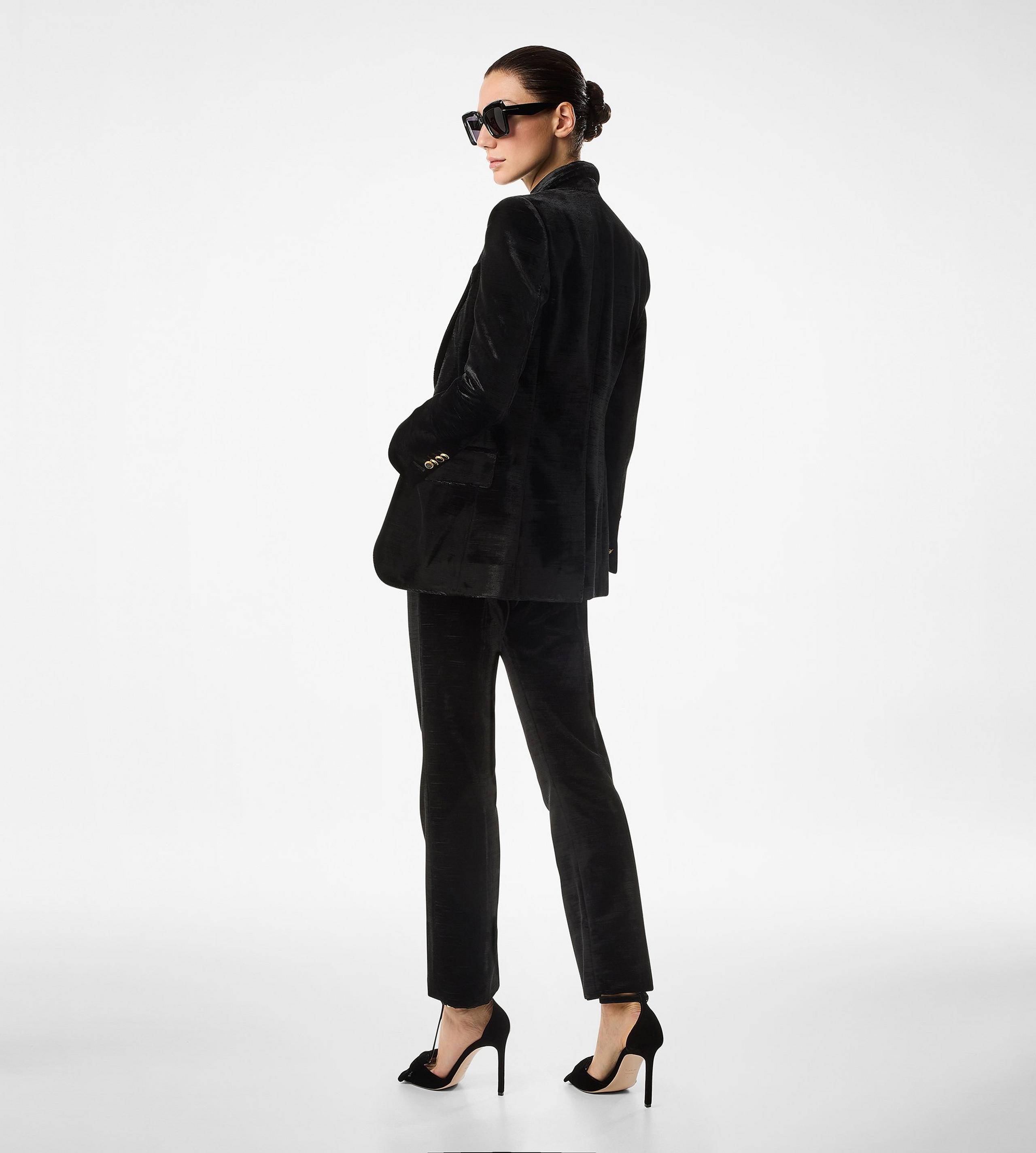 TEXTURED VELVET "WALLIS" TAILORED PANTS - 4