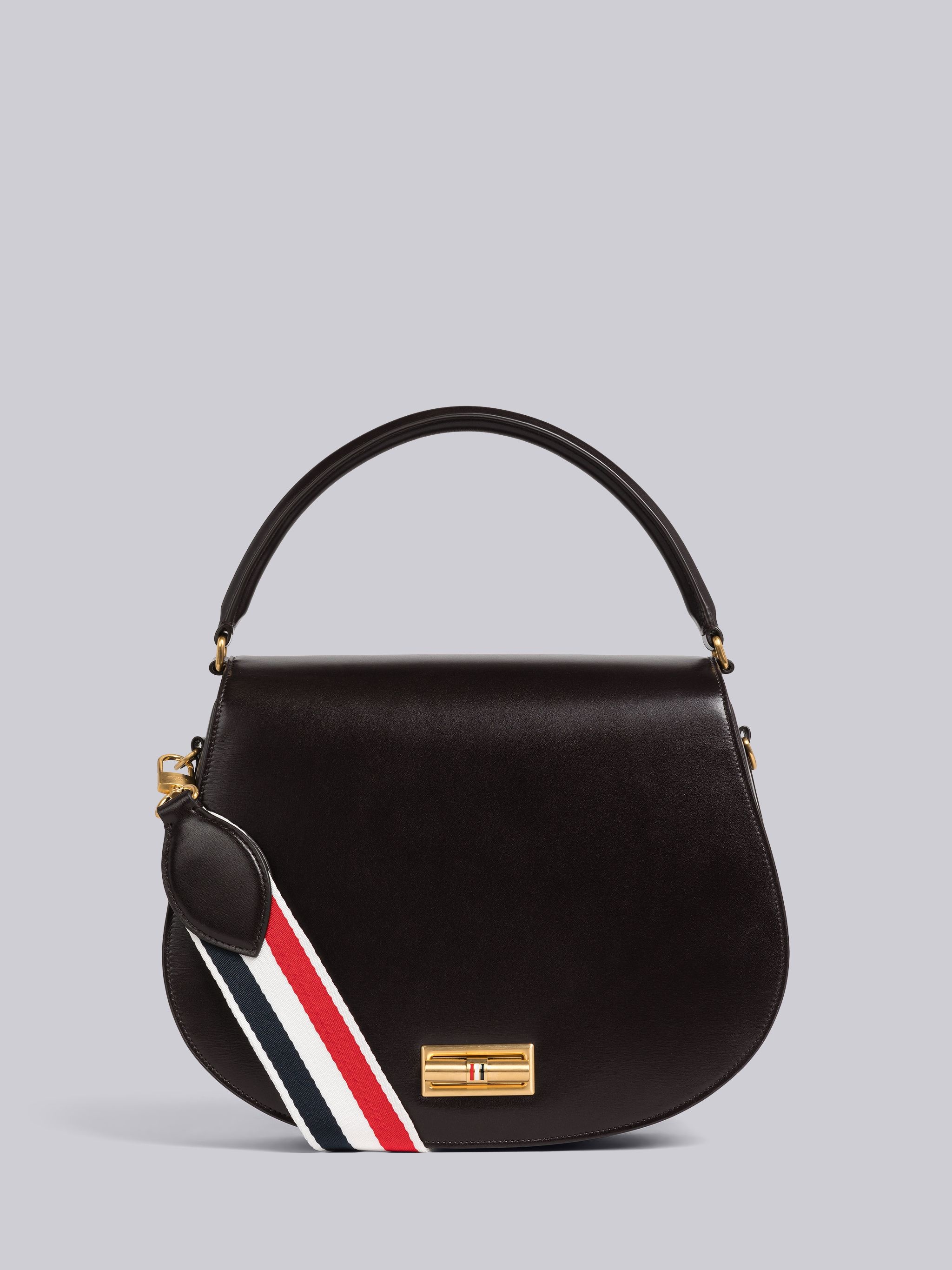 Box Calf Large Enamel Lock Saddle Bag - 1