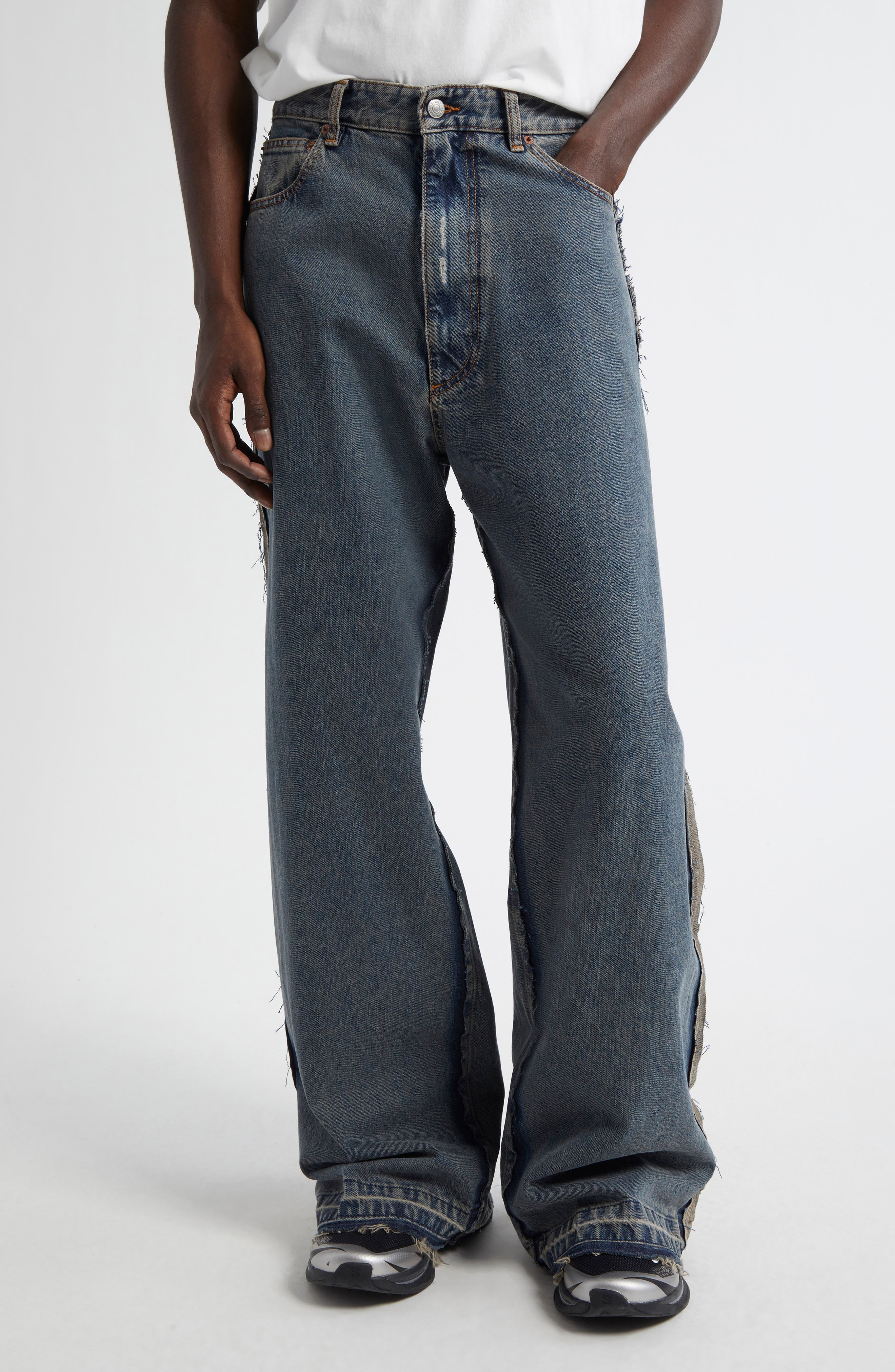 MM6 Maison Margiela Wide Leg Jeans in Light Grey at Nordstrom - 1