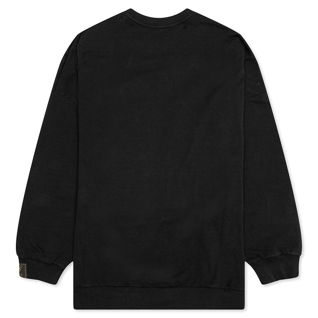 RAF SIMONS DESTROYED CREWNECK SWEATER GRIMCRAWLER - BLACK - 2