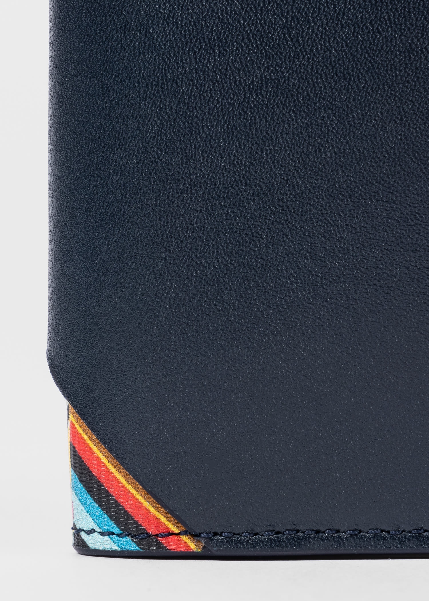 Navy Leather 'Signature Stripe' Compact Billfold Wallet - 7