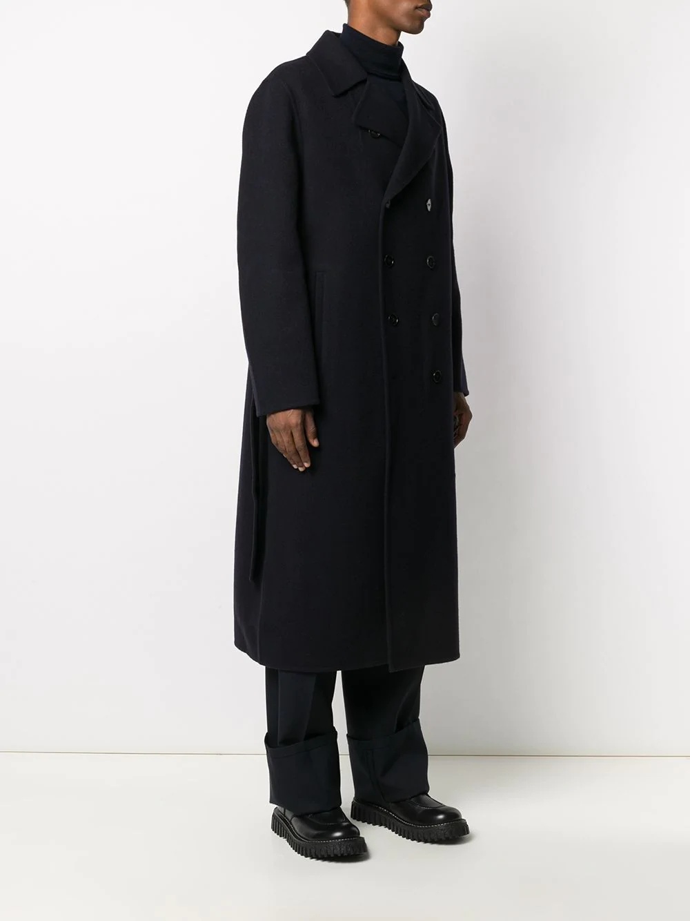 double-breasted cashmere coat - 3