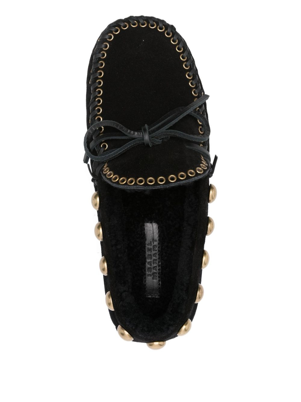 gold-stud embellished loafers - 4