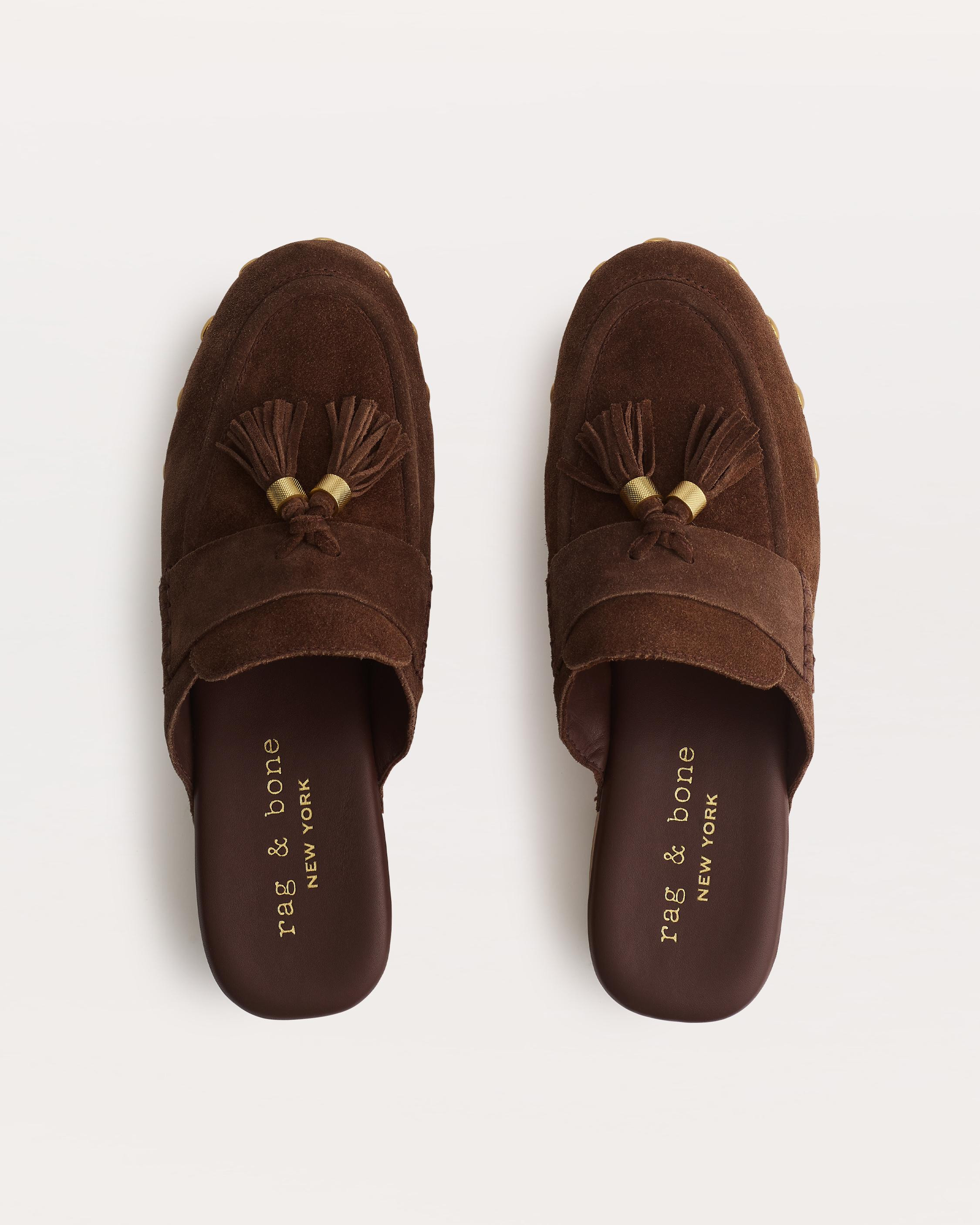 Maisie Italian Suede Studded Platform Clogs - 4