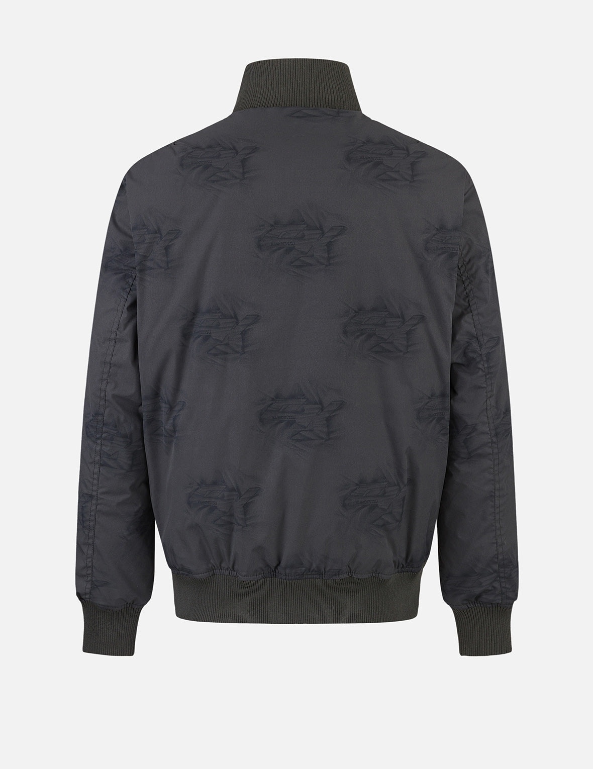 Allover Crinkle Logo Print Regular Fit Padded Bomber Jacket - 2