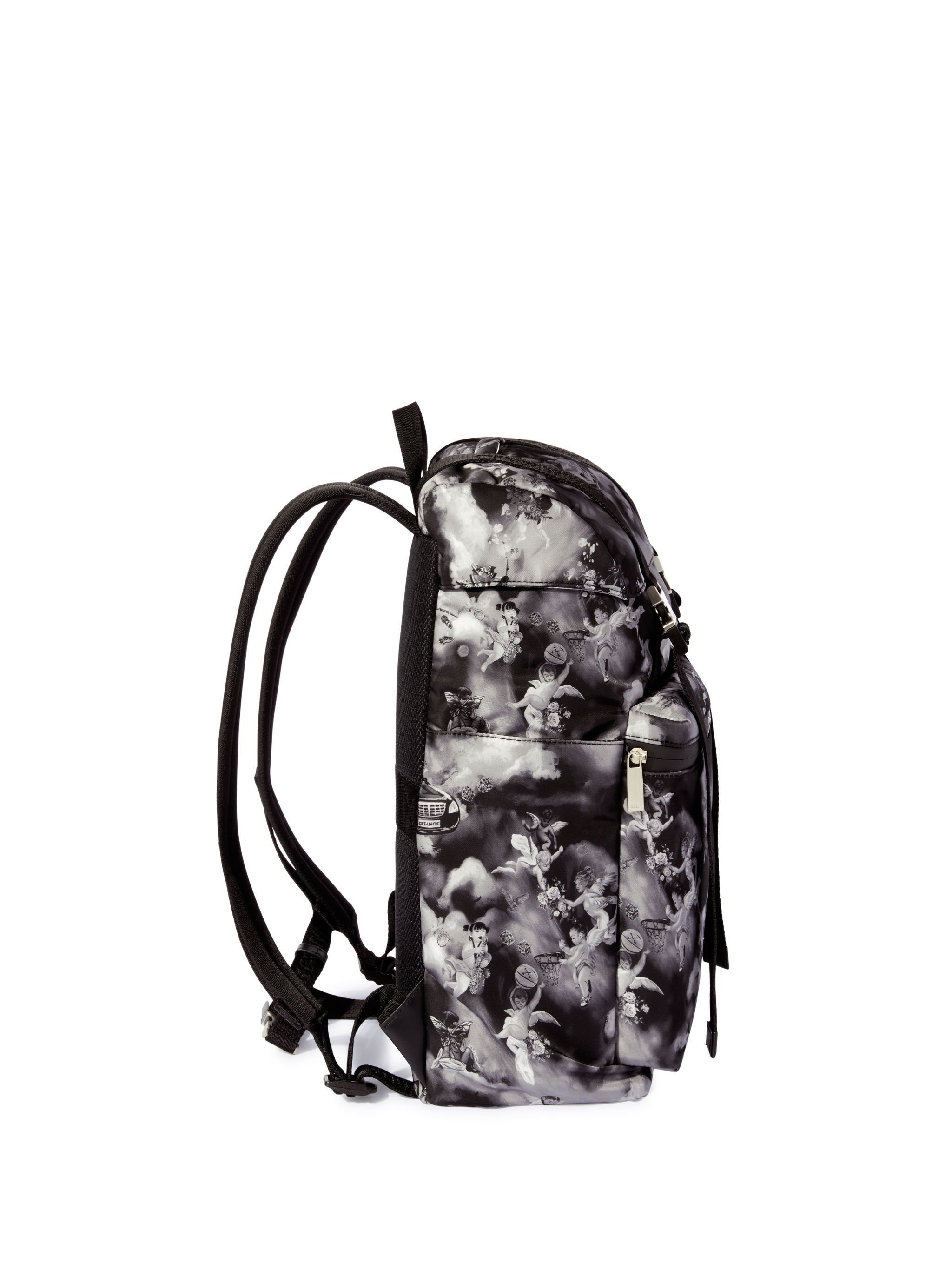 Black Fresco Print Outdoor Backpack - 4