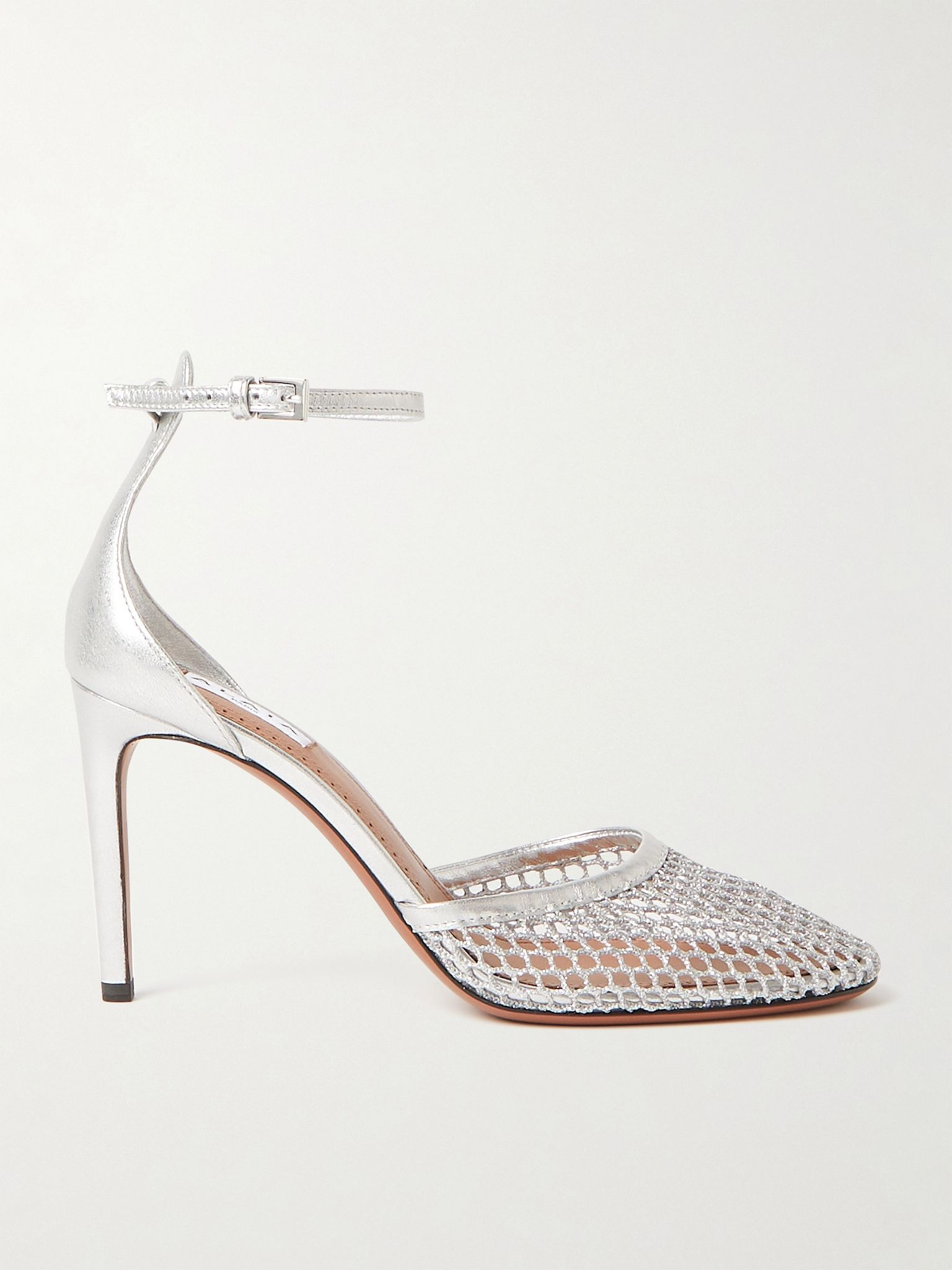 90 fishnet and metallic leather pumps Silver - 1