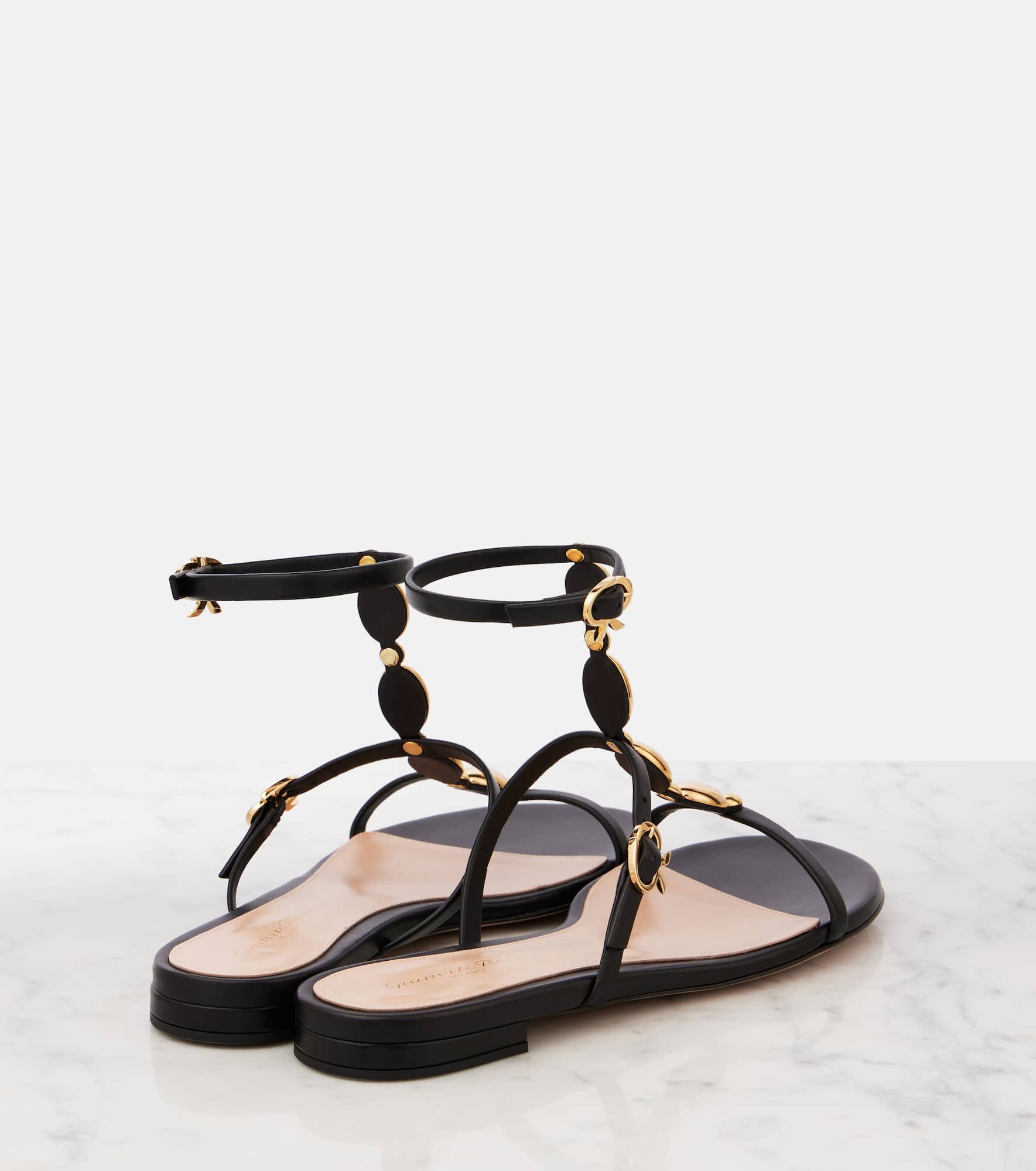 Embellished leather sandals - 2