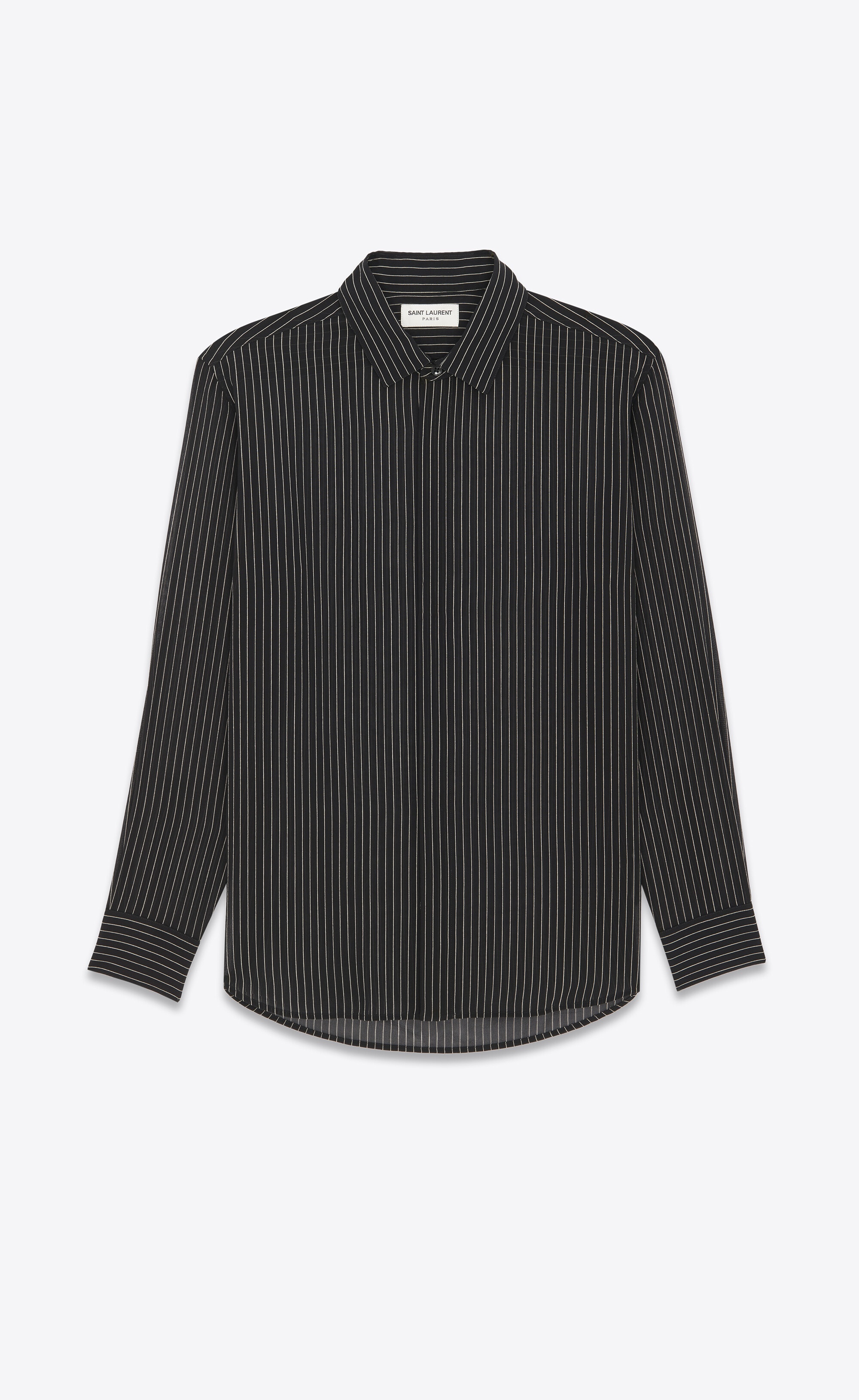 shirt in pinstripe silk georgette - 1