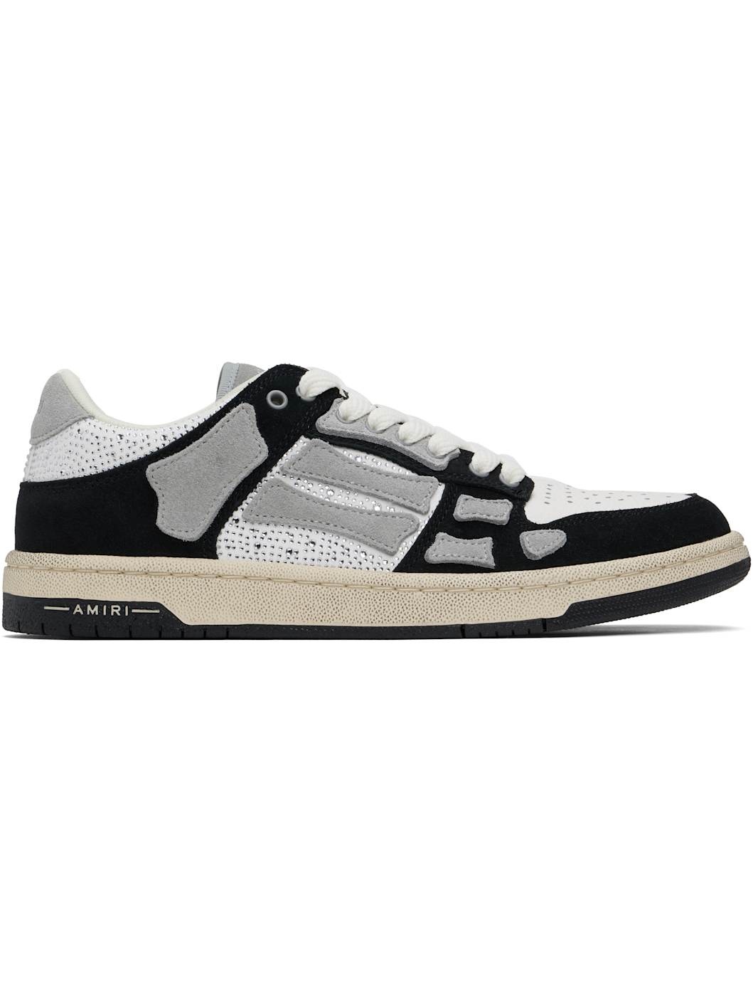 Black & White Crystal Skel-Top Low Sneakers - 1