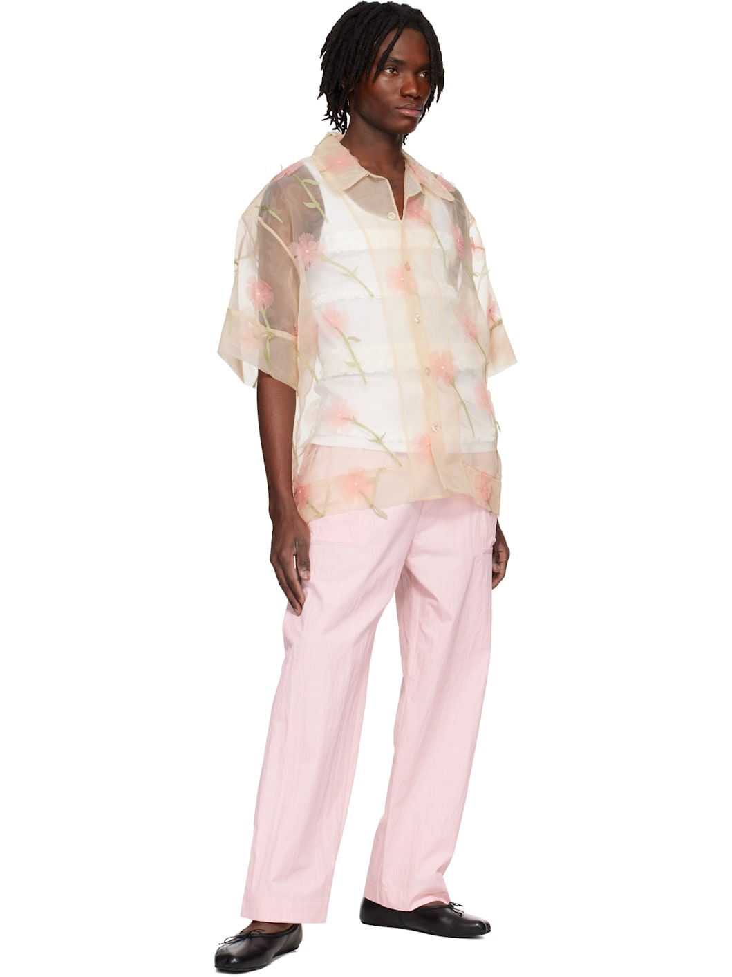 Beige Carnation Organza Boxy Shirt - 4