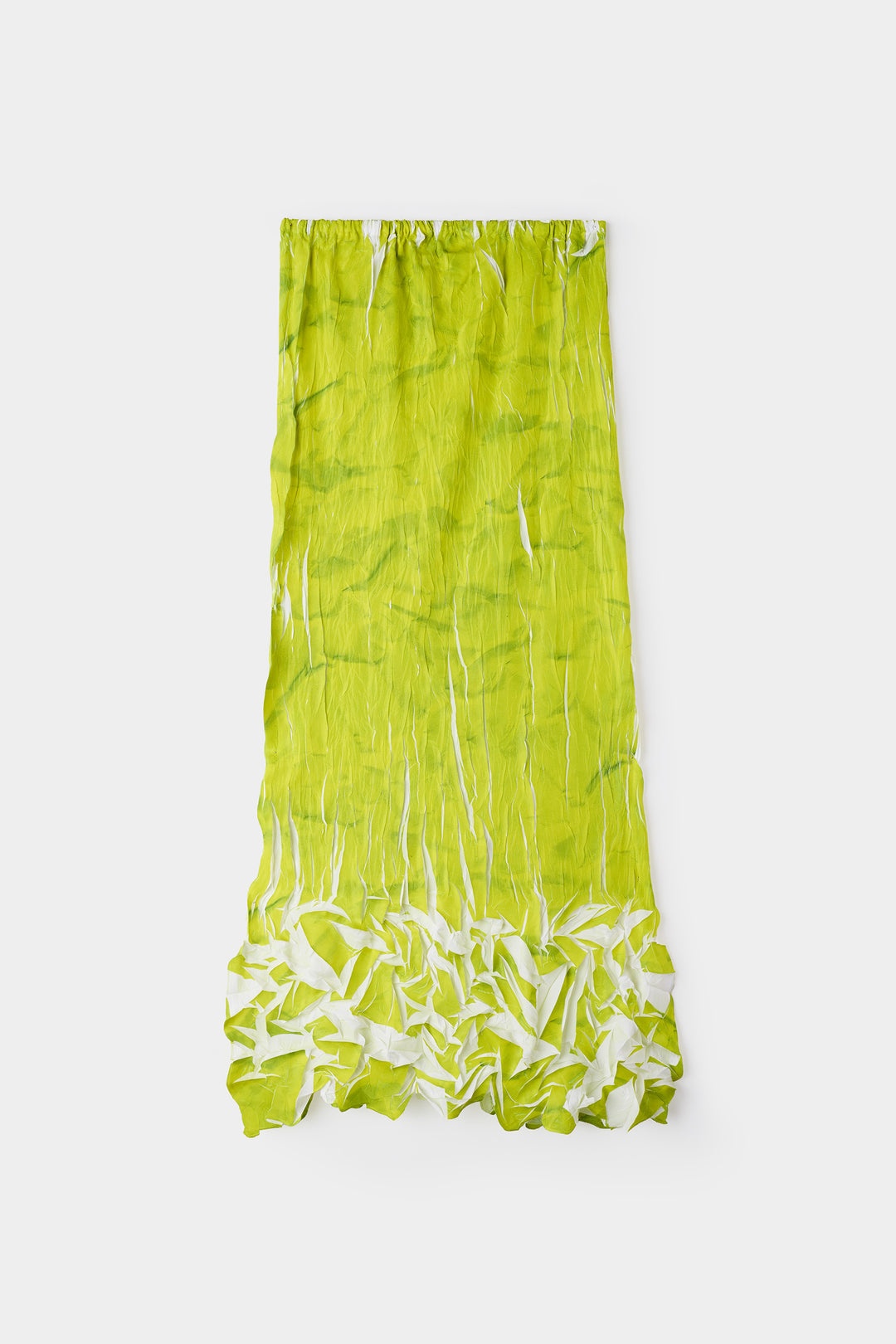 PLEATED SKIRT / green wrinkled print - 2