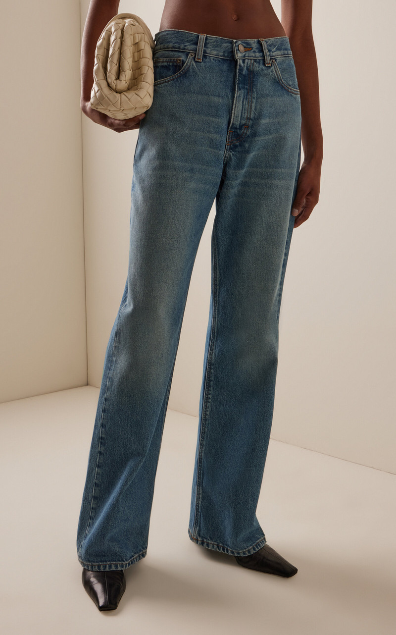Korea Rigid Mid-Rise Flared-Leg Jeans light wash 3