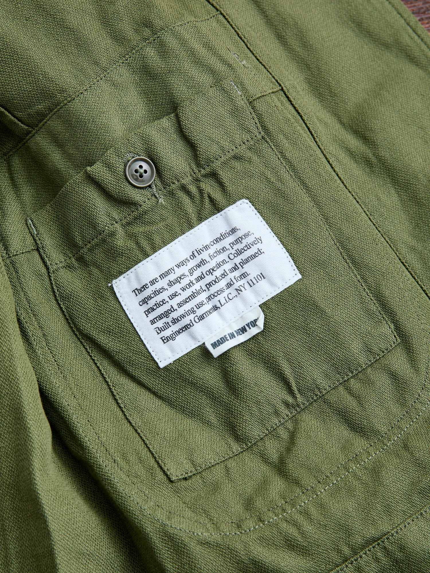 Bedford Jacket in Olive Cotton Hemp Satin - 7