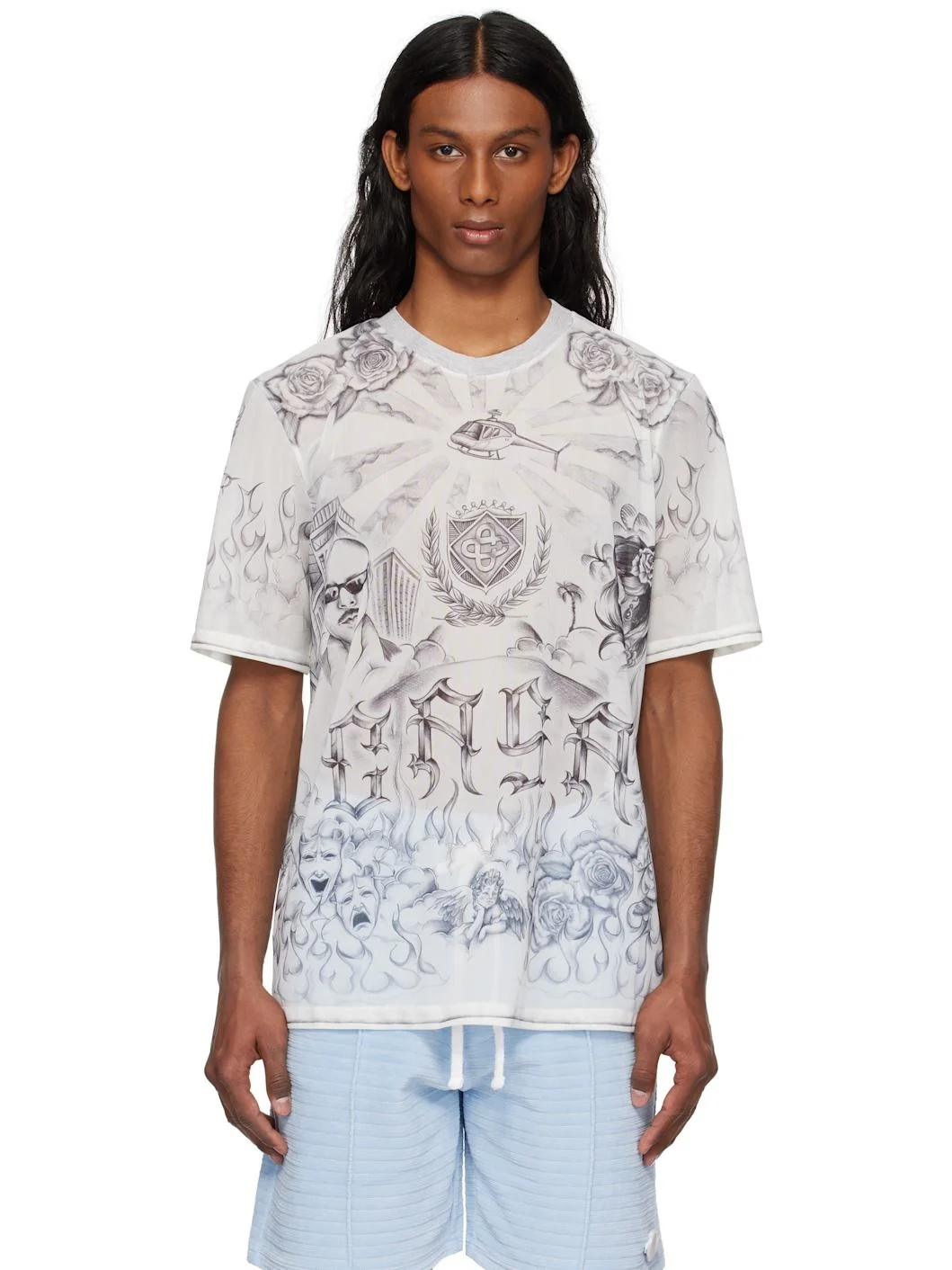 Gray Tattoo Mesh T-shirt - 1