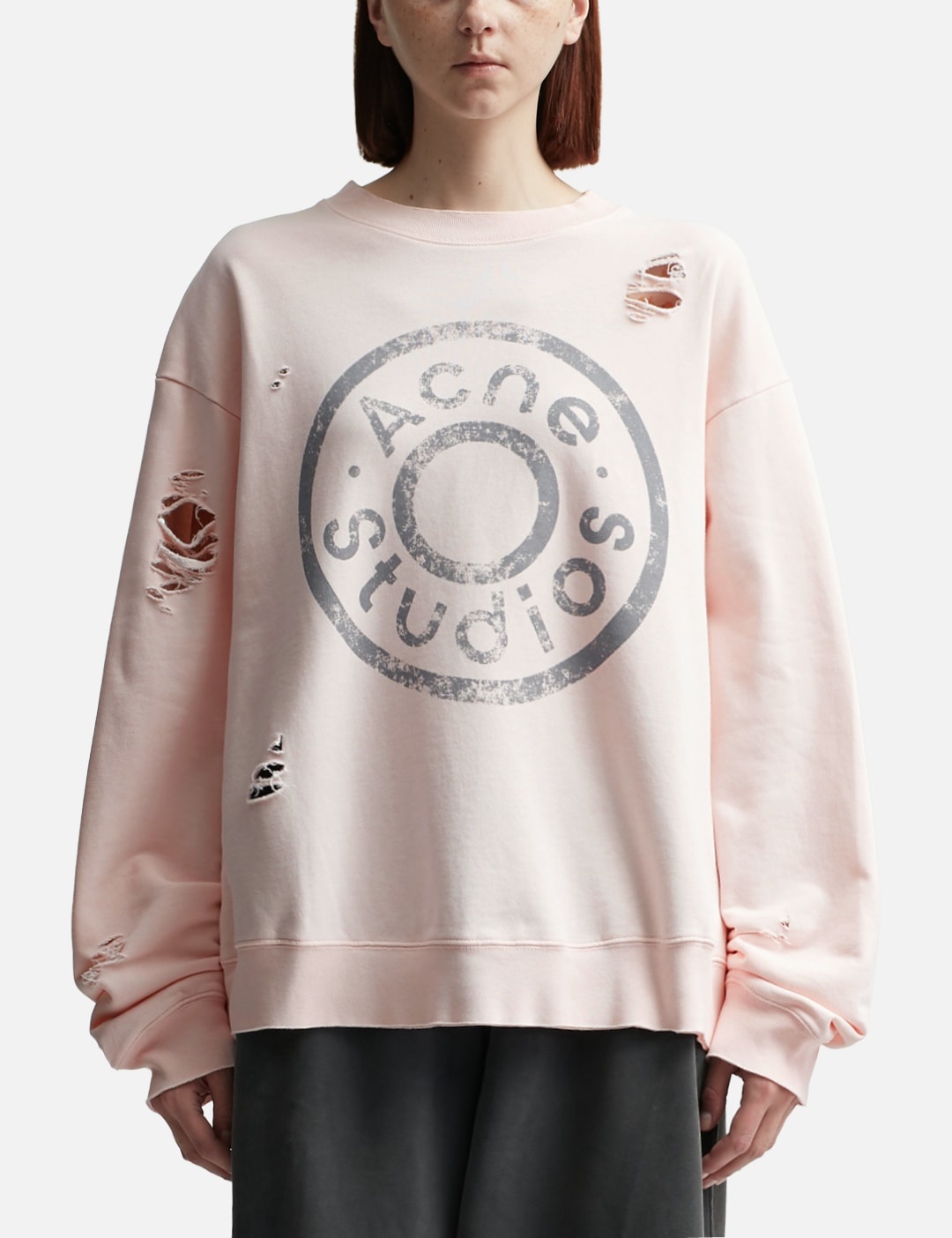 LOGO PRINT DISTRESSED SWEATER - 1