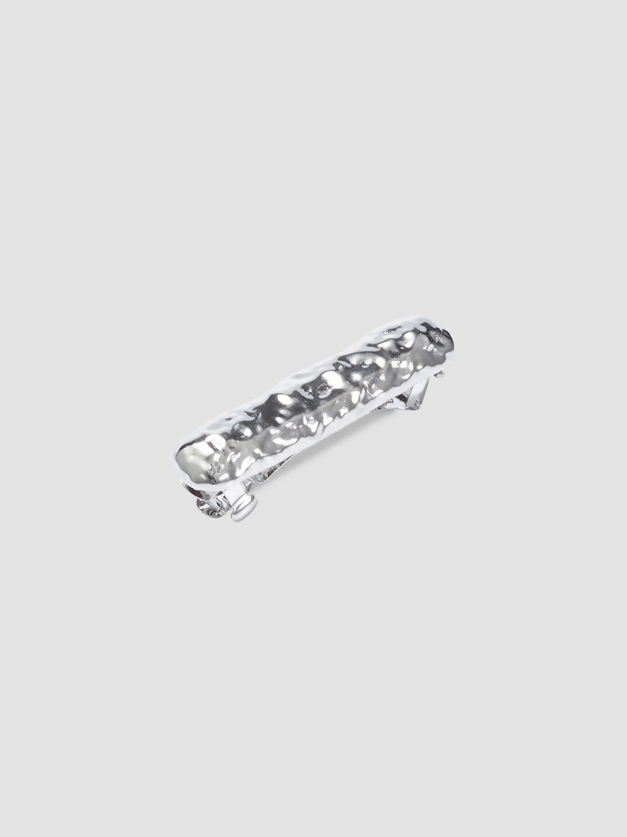 Women's Hammered Silvertone Bar Barrette - Silver - 1