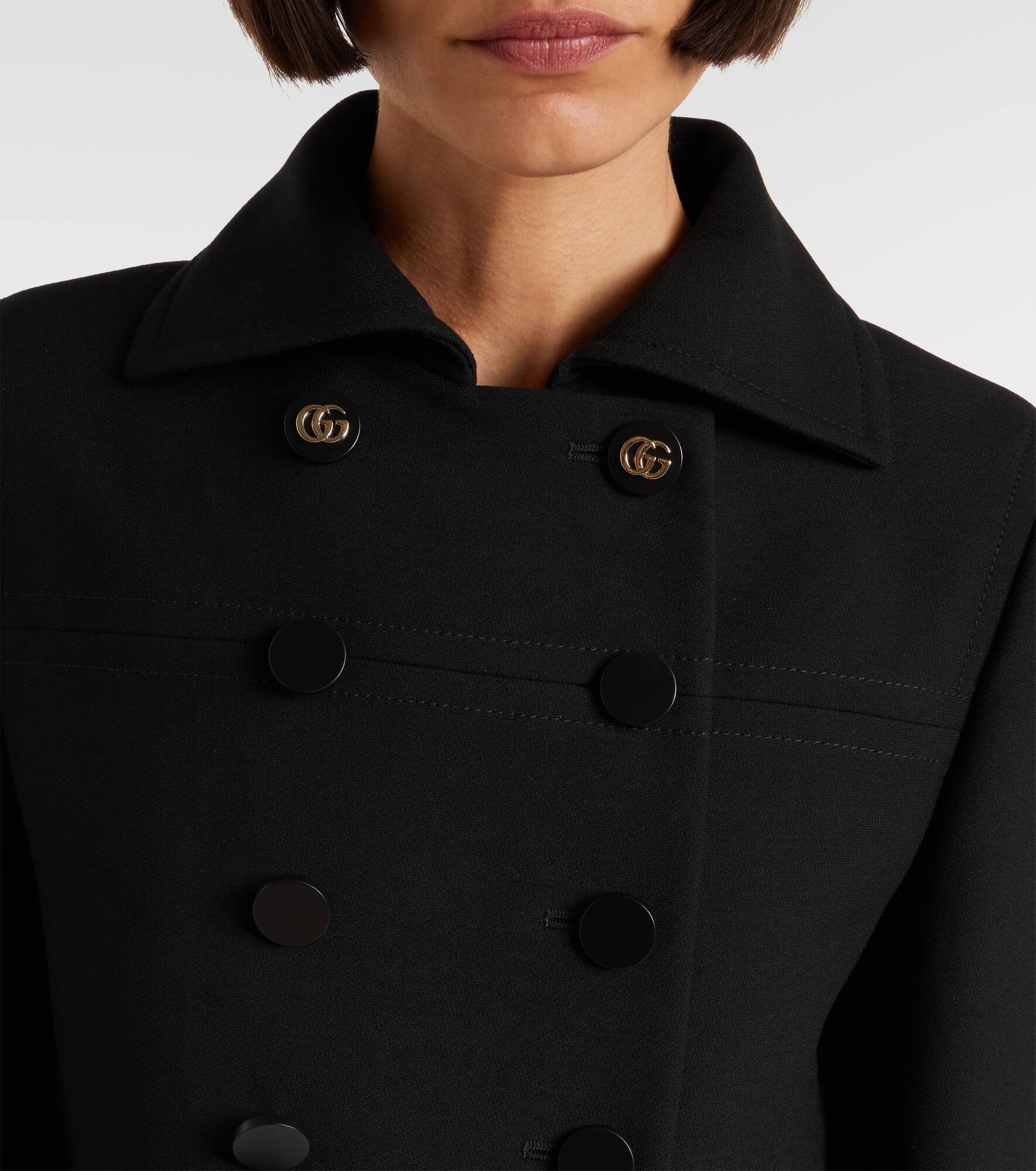 Double G double-breasted wool coat - 4