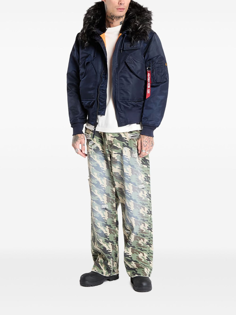 ALPHA INDUSTRIES hooded faux-fur jacket outlook