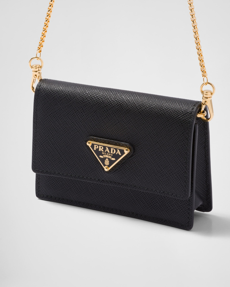 Saffiano leather card holder with shoulder strap 2