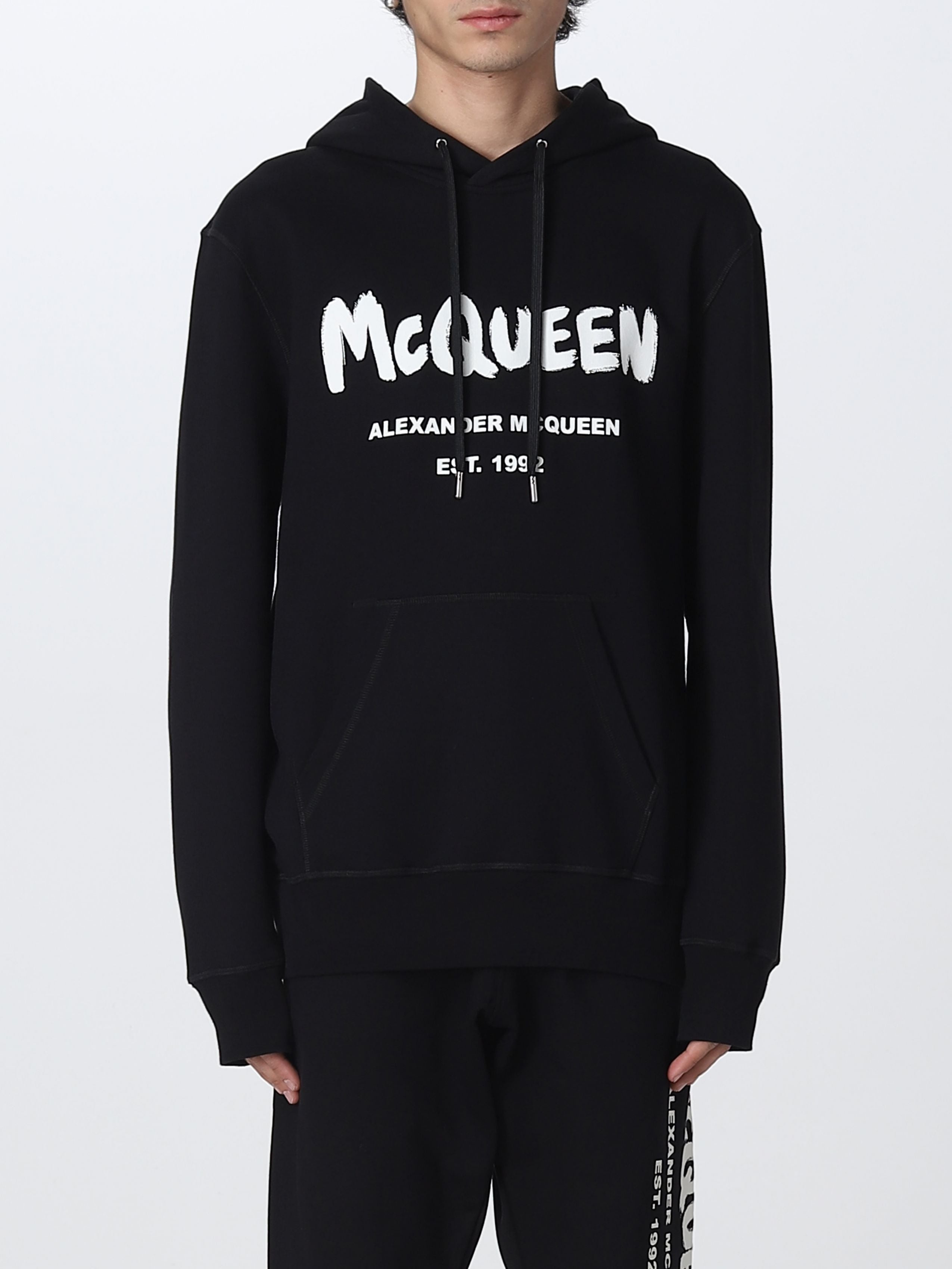 ALEXANDER MCQUEEN BLACK logo-print hooded sweatshirt - 3