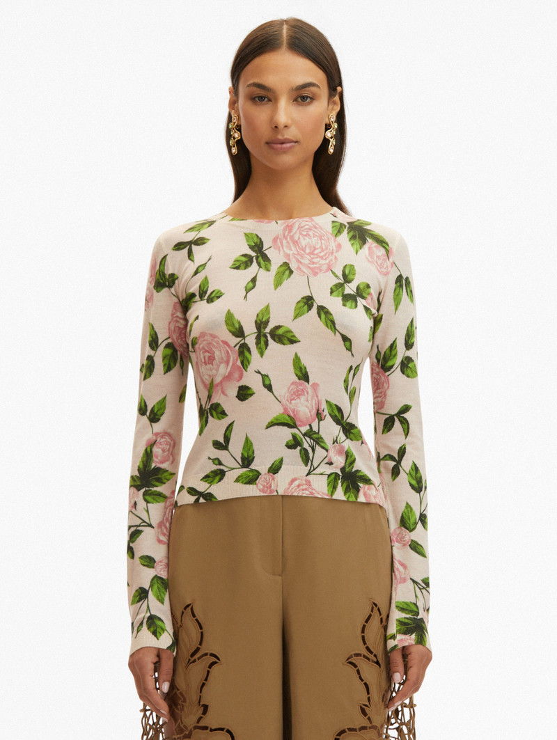 Oscar de la Renta ENGLISH ROSE PRINTED PULLOVER outlook